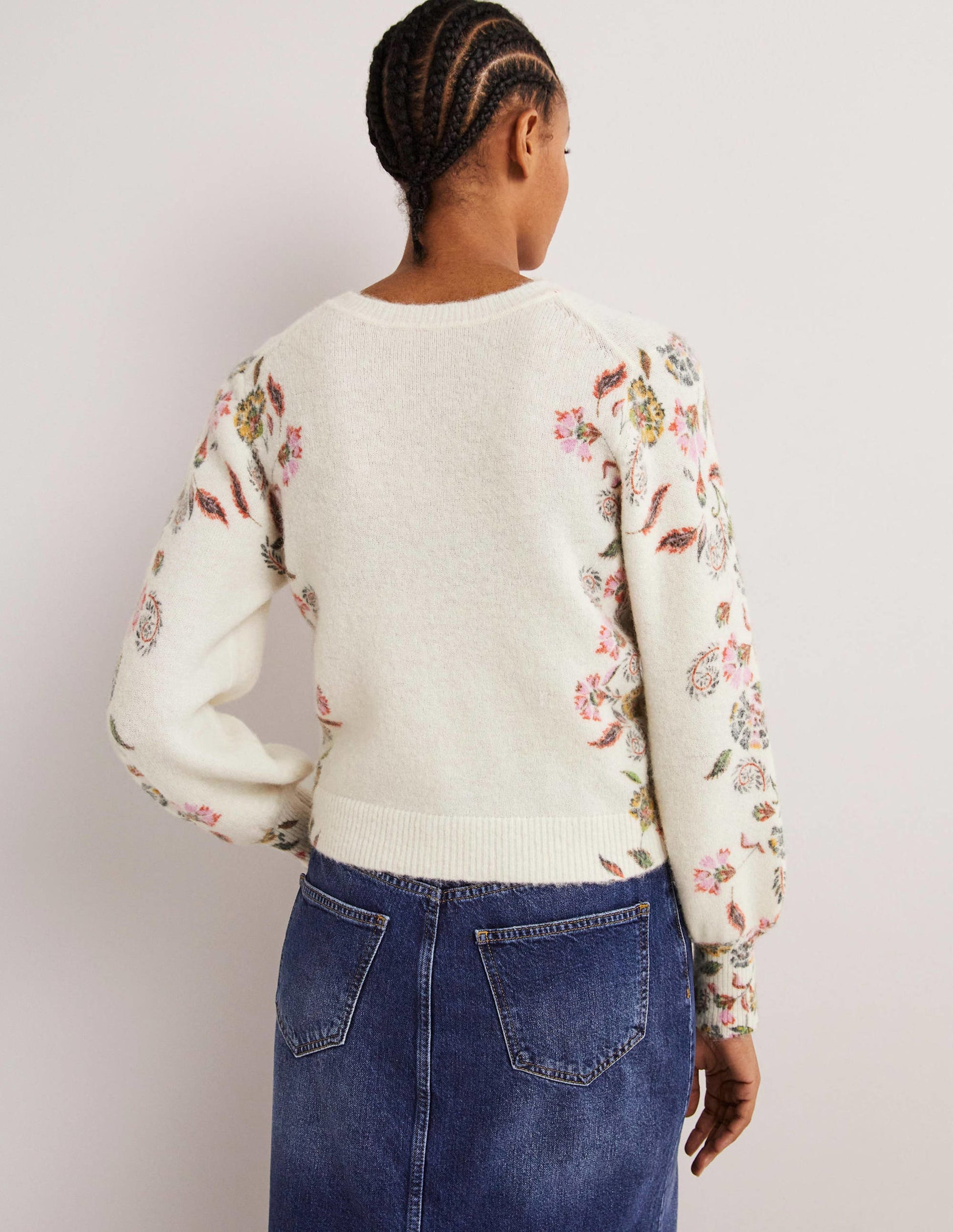 Gilet duveteux imprimé-Ivoire, motif Blossom Pomme-3