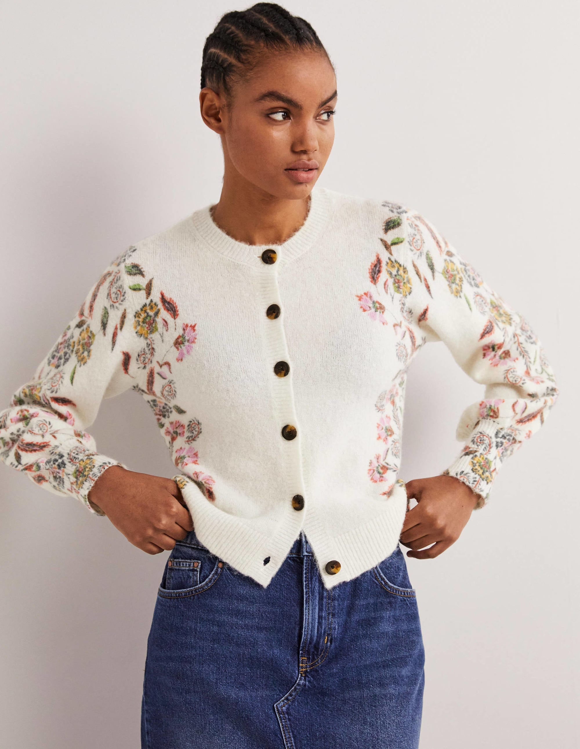 Gilet duveteux imprimé-Ivoire, motif Blossom Pomme - Image 5