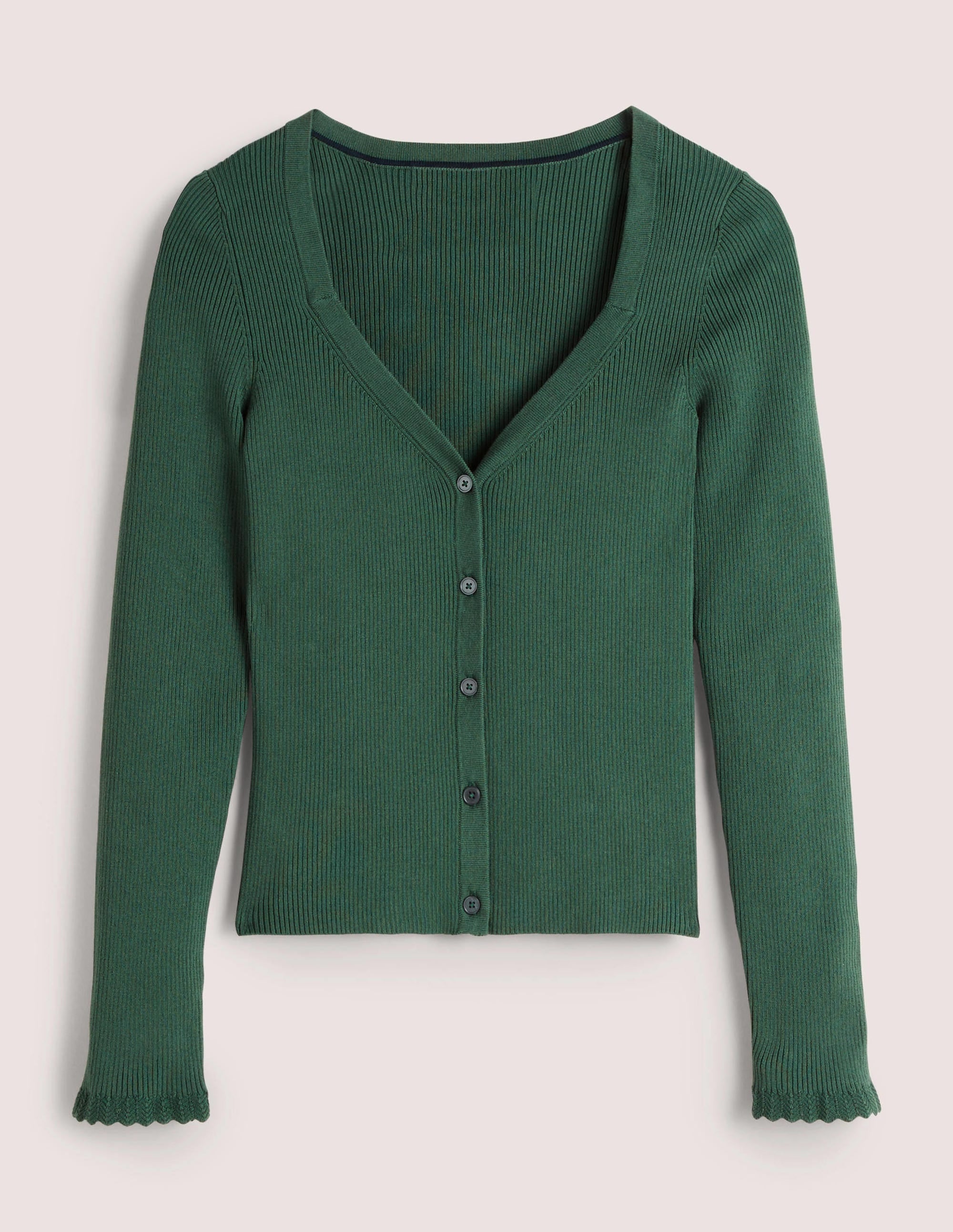 Ribbed Sweetheart Cardigan-Trekking Green - Image 6
