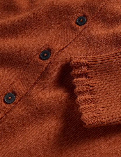 Gerippter Cardigan mit Herzausschnitt-Rostrot-6