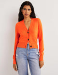 Kaschmircardigan mit V-Ausschnitt-Neonorange