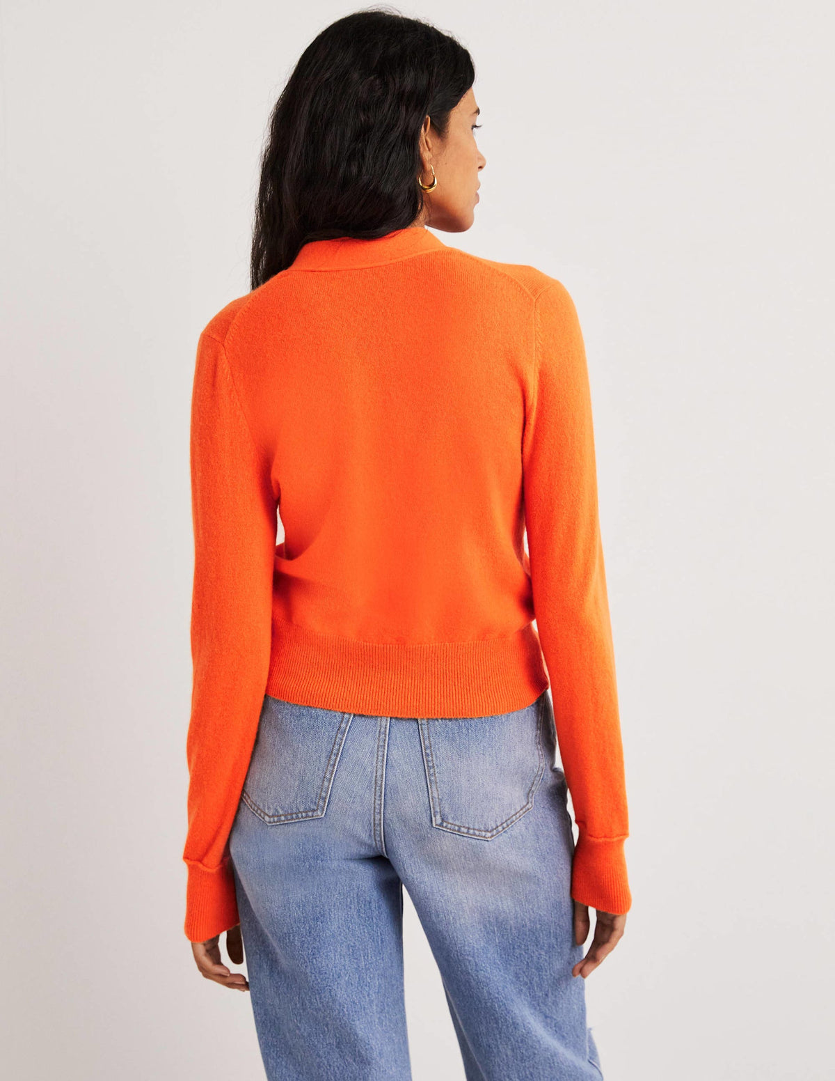 Kaschmircardigan mit V-Ausschnitt-Neonorange-3
