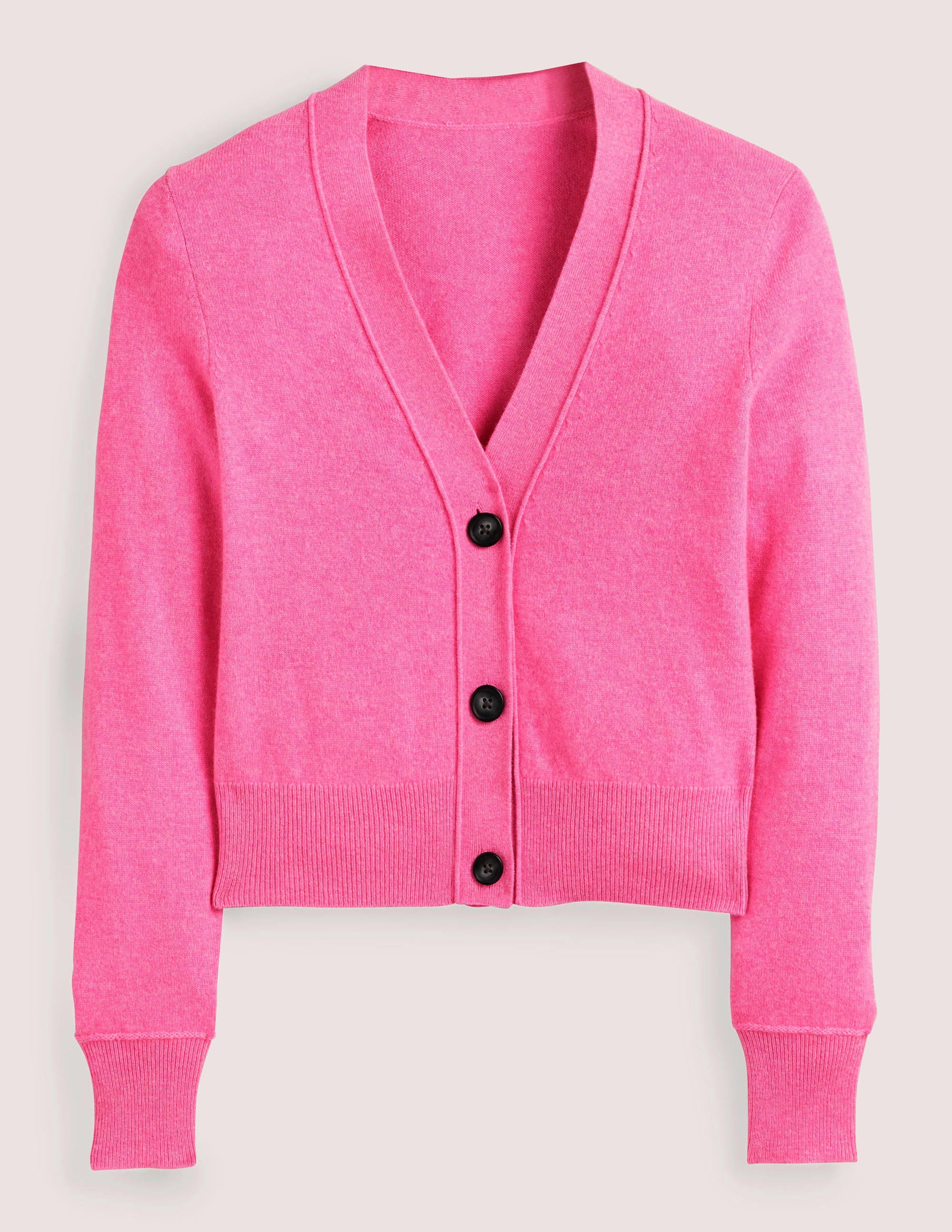 Gilet à col en V en cachemire-Fleur de cerisier chiné - Image 5