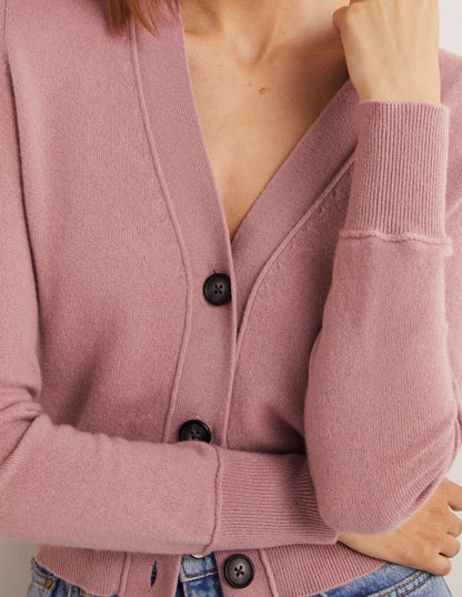 Kaschmircardigan mit V-Ausschnitt-Kühles Violett-2