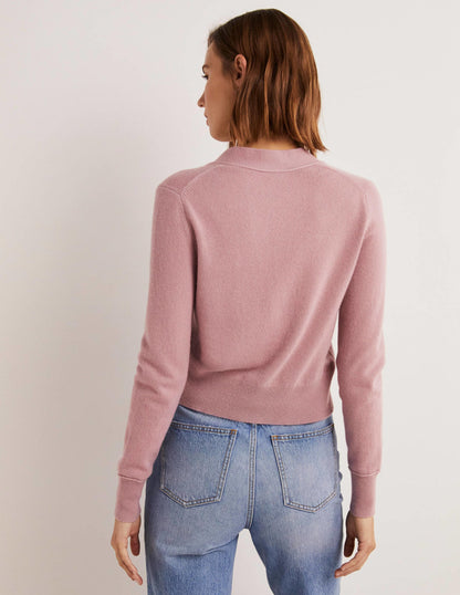 Kaschmircardigan mit V-Ausschnitt-Kühles Violett-3