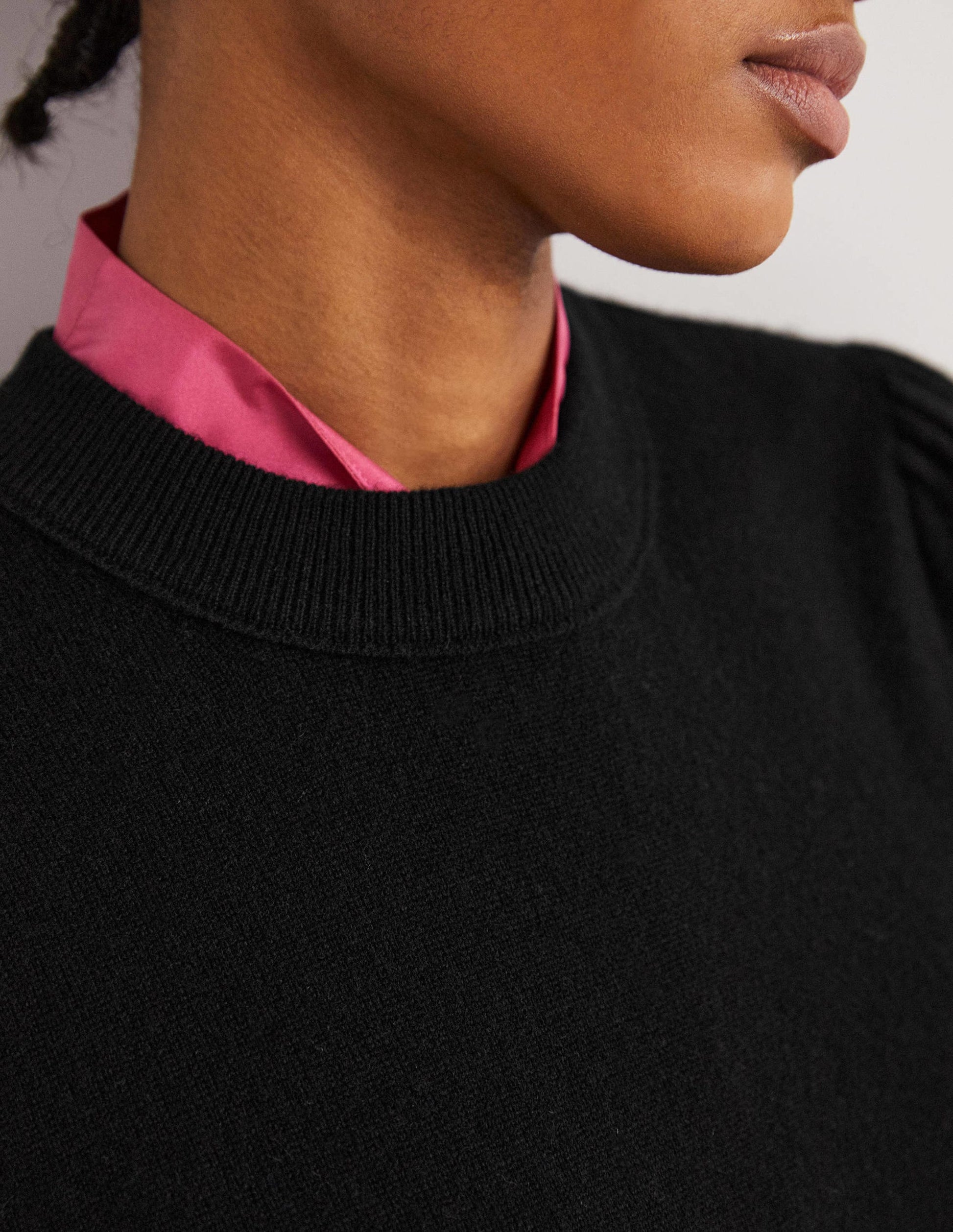 Pull en cachemire à épaules bouffantes-Noir-2