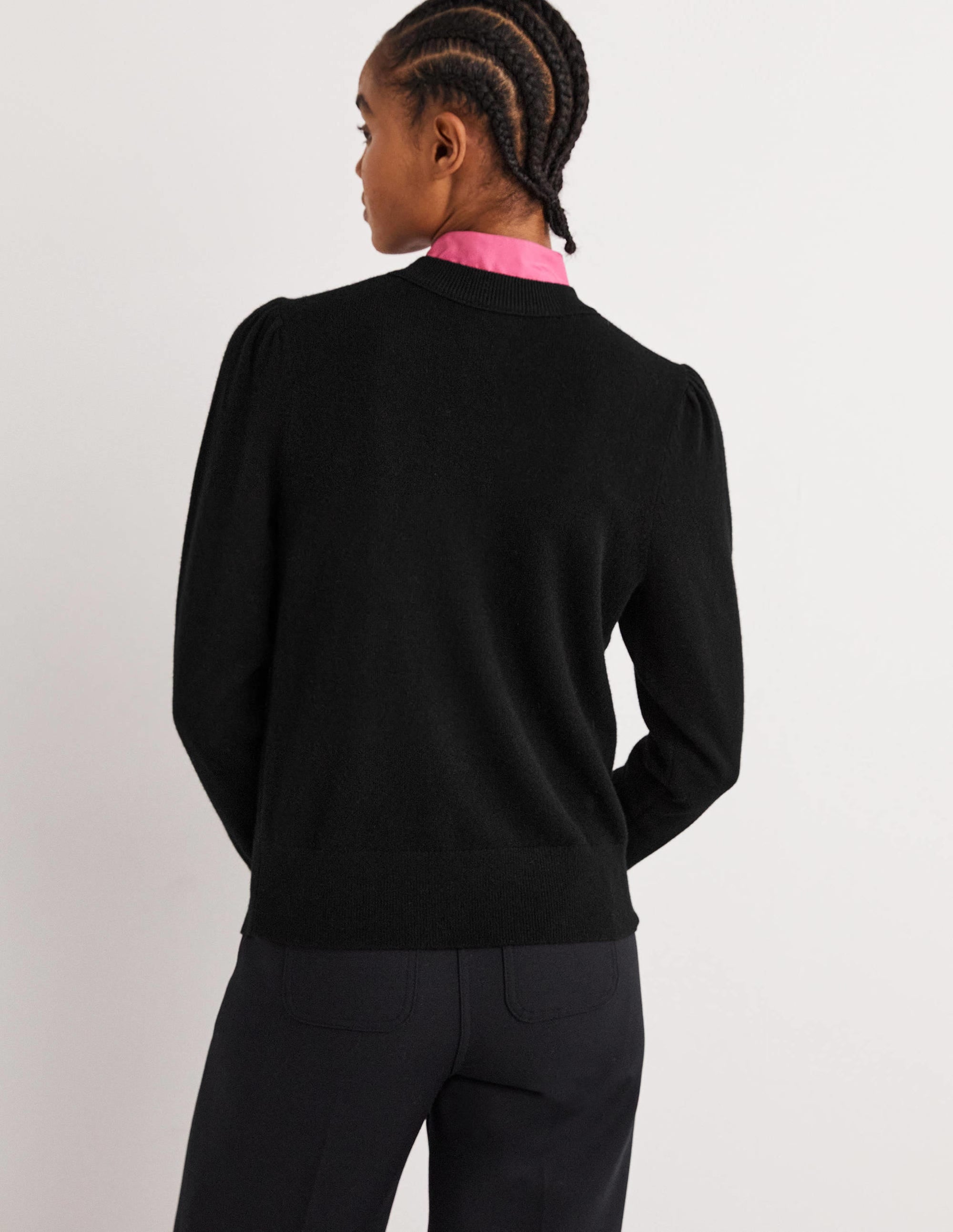 Pull en cachemire à épaules bouffantes-Noir - Image 3