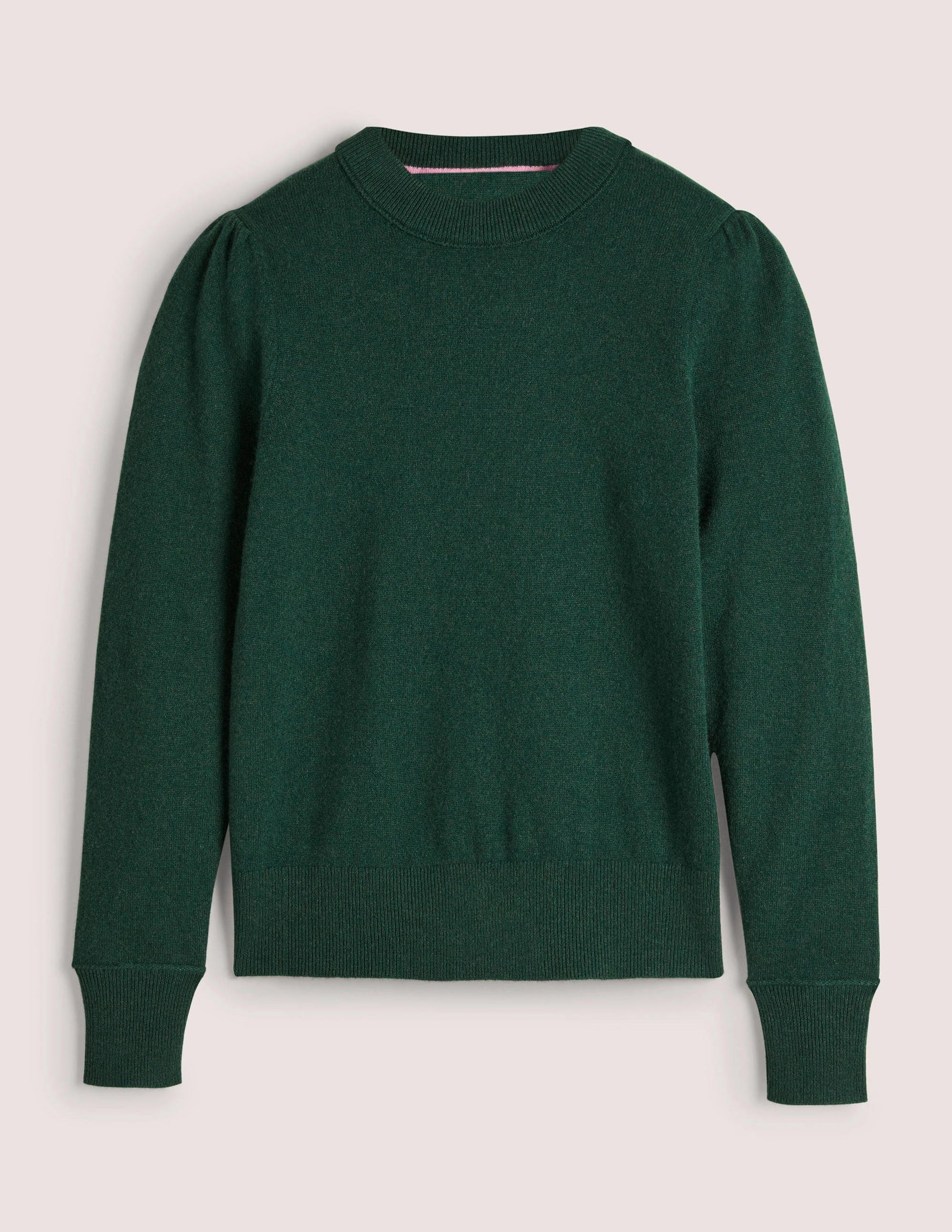 Cashmere Puff Shoulder Jumper-Hunter Green Melange-6