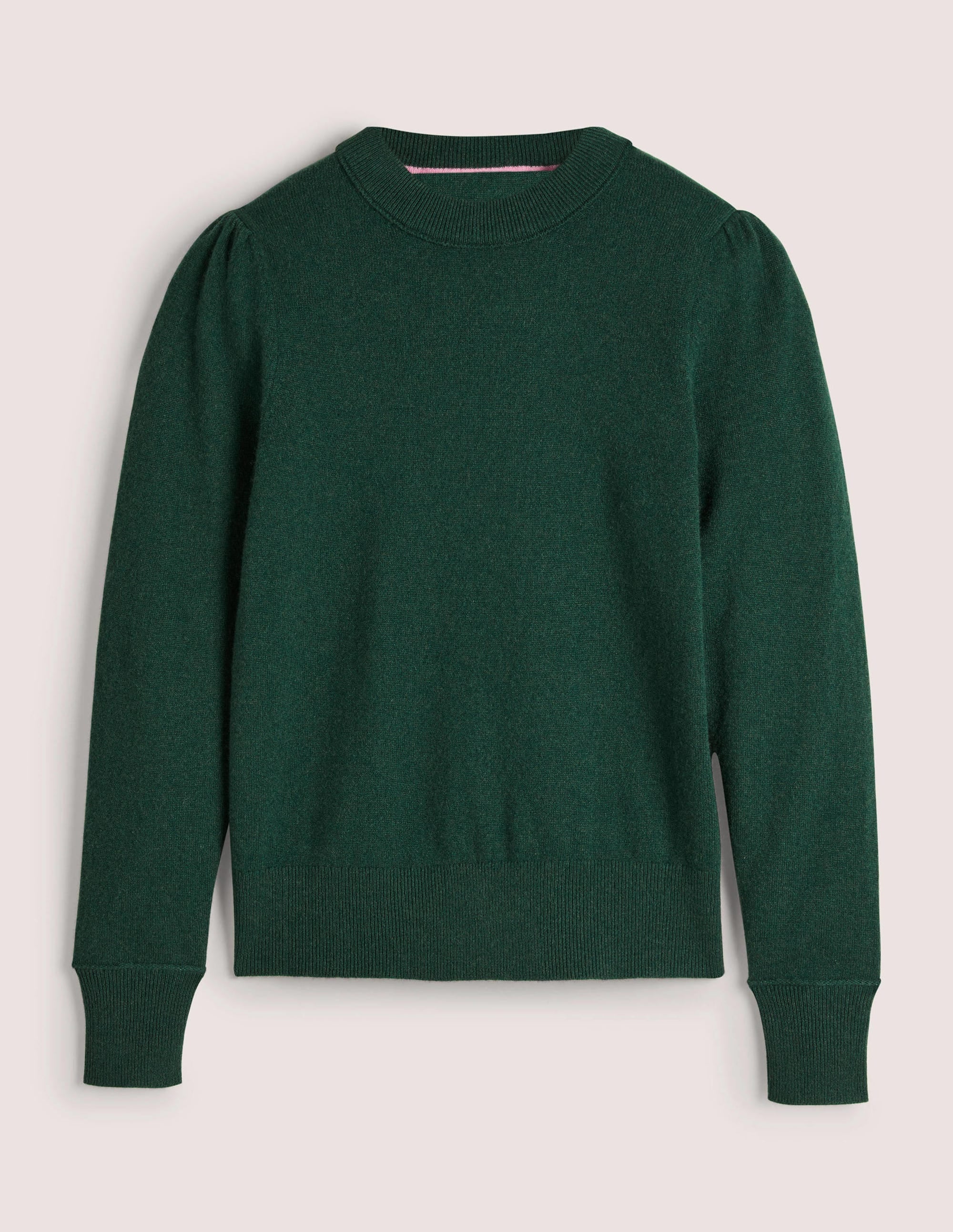 Cashmere Puff Shoulder Jumper-Hunter Green Melange - Image 6
