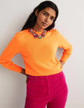Kaschmirpullover mit Puffärmeln-Neonorange