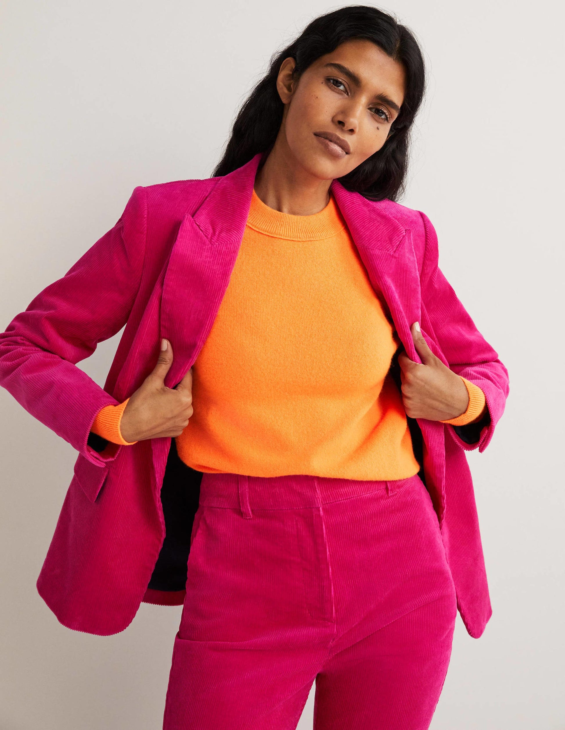 Kaschmirpullover mit Puffärmeln-Neonorange-5
