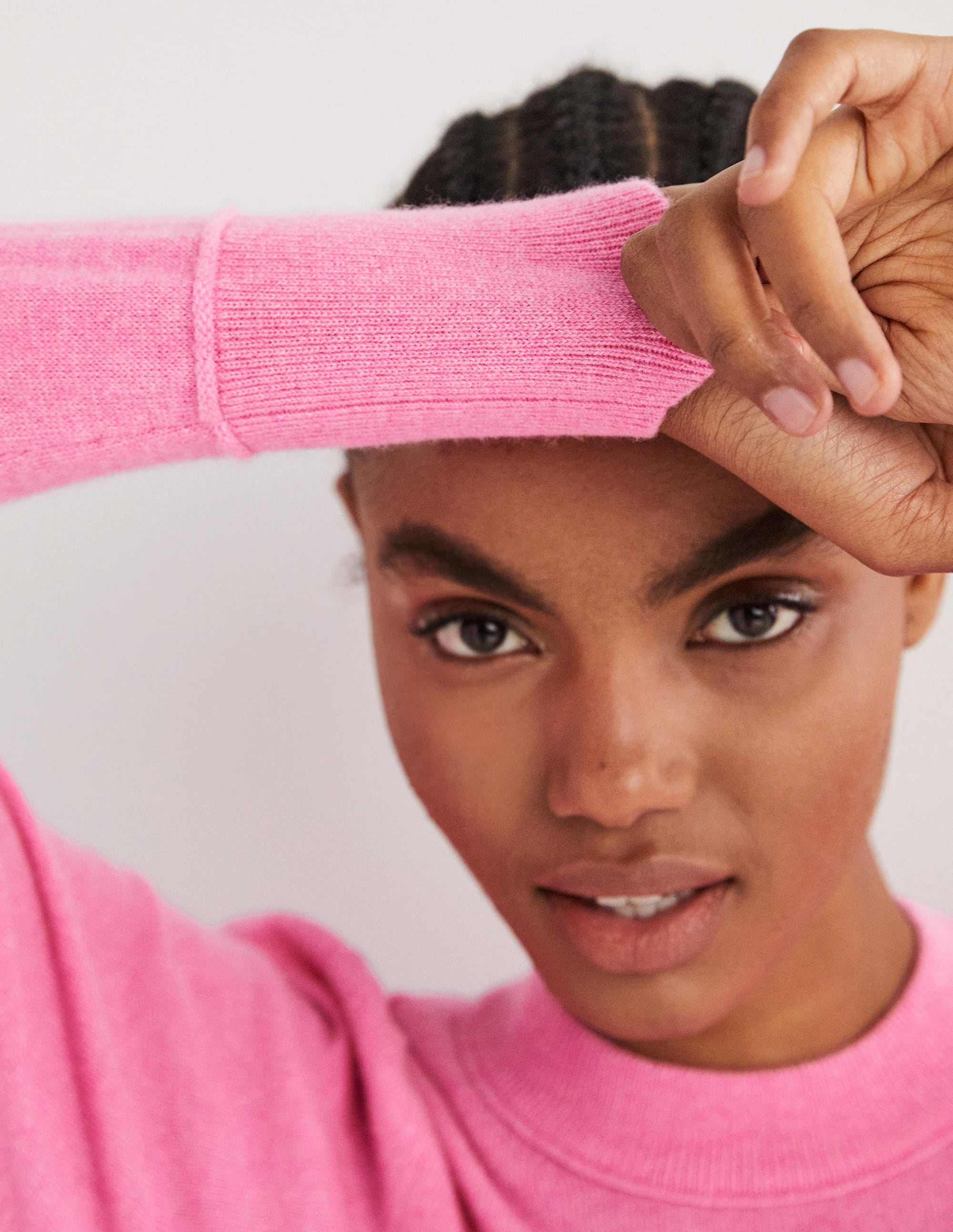 Cashmere Puff Shoulder Jumper-Cherry Blossom Melange - Image 2
