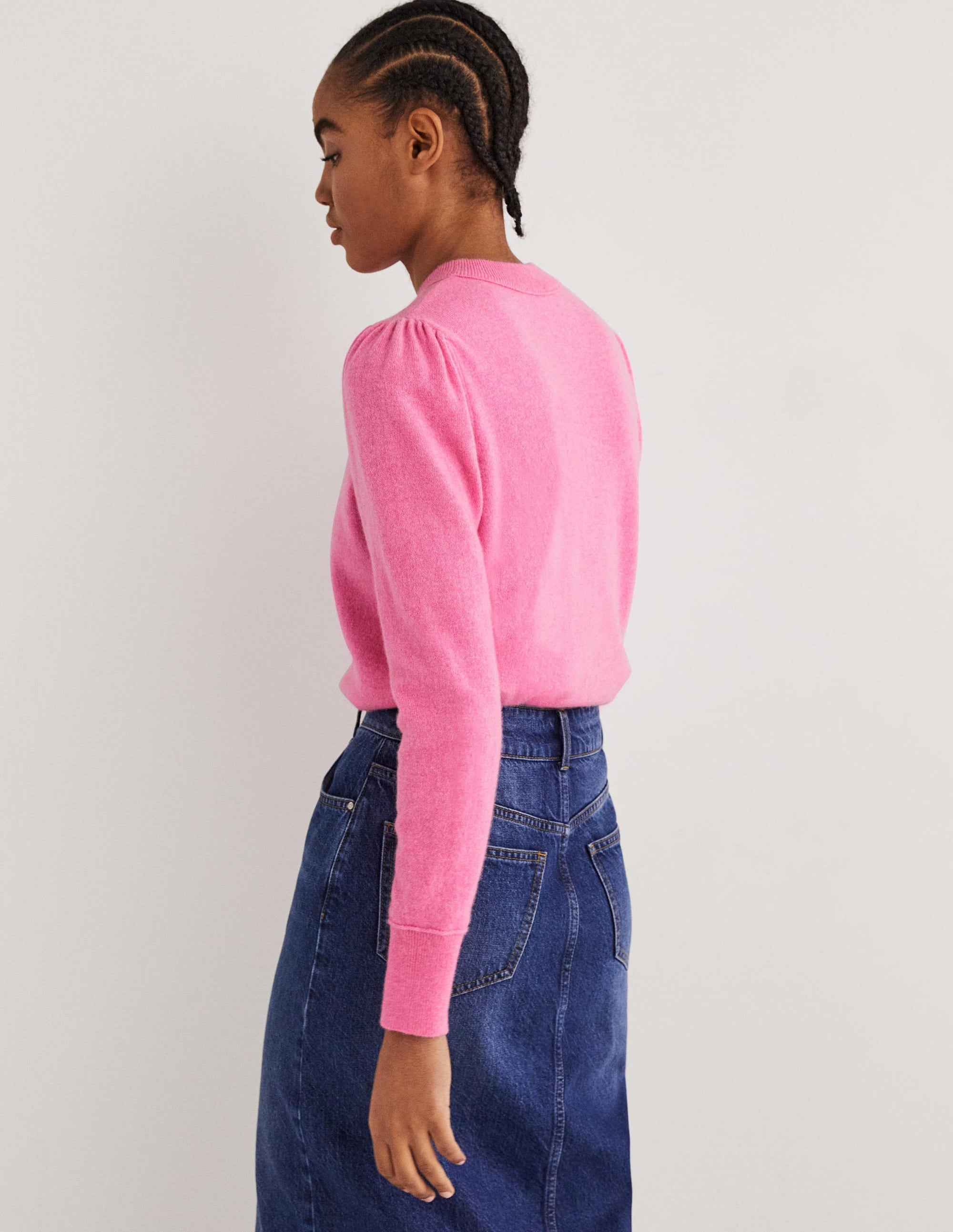 Cashmere Puff Shoulder Jumper-Cherry Blossom Melange - Image 3