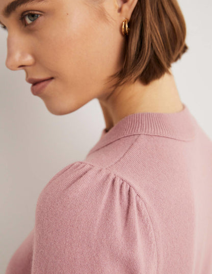 Kaschmirpullover mit Puffärmeln-Kühles Violett