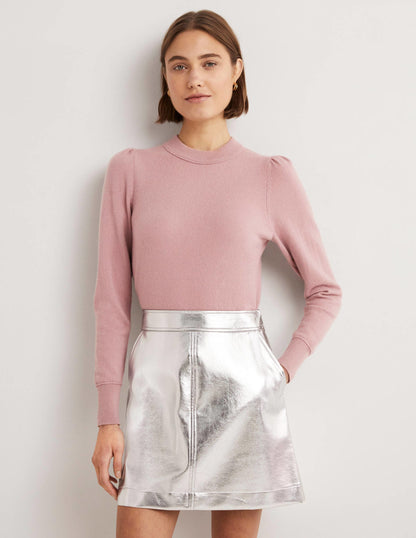 Kaschmirpullover mit Puffärmeln-Kühles Violett