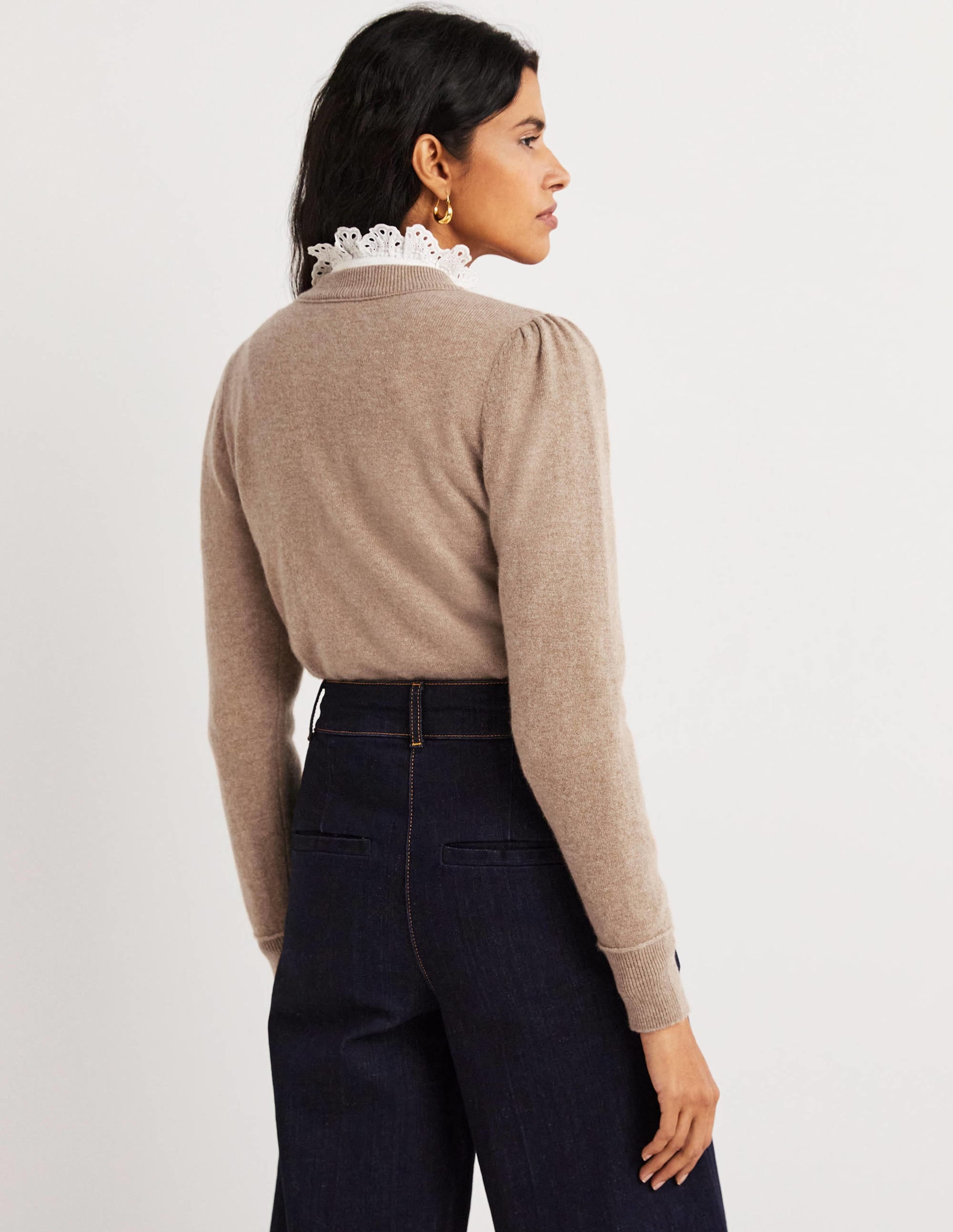 Cardigan en cachemire-Camel chiné - Image 3
