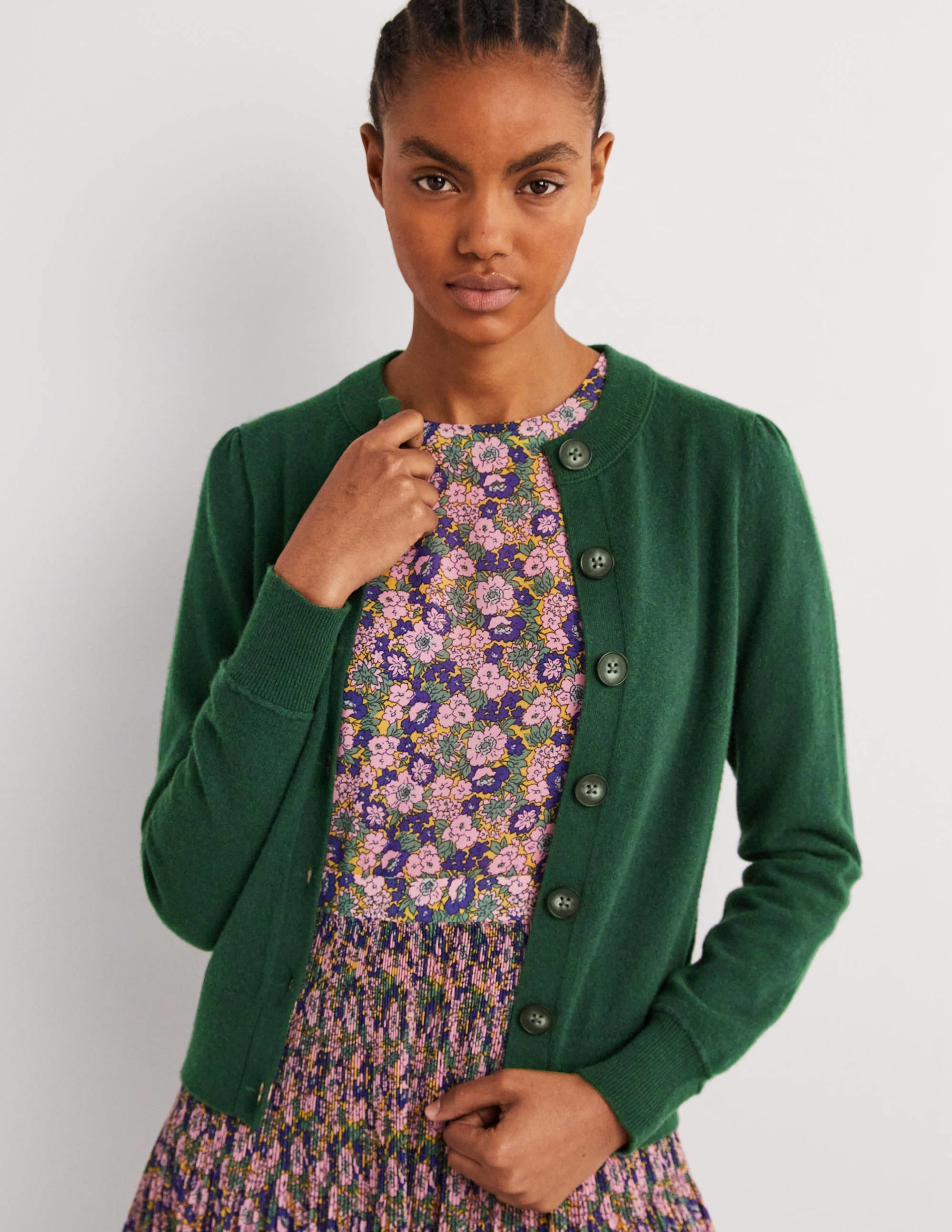Cardigan en cachemire-Vert chasseur chiné - Image 4