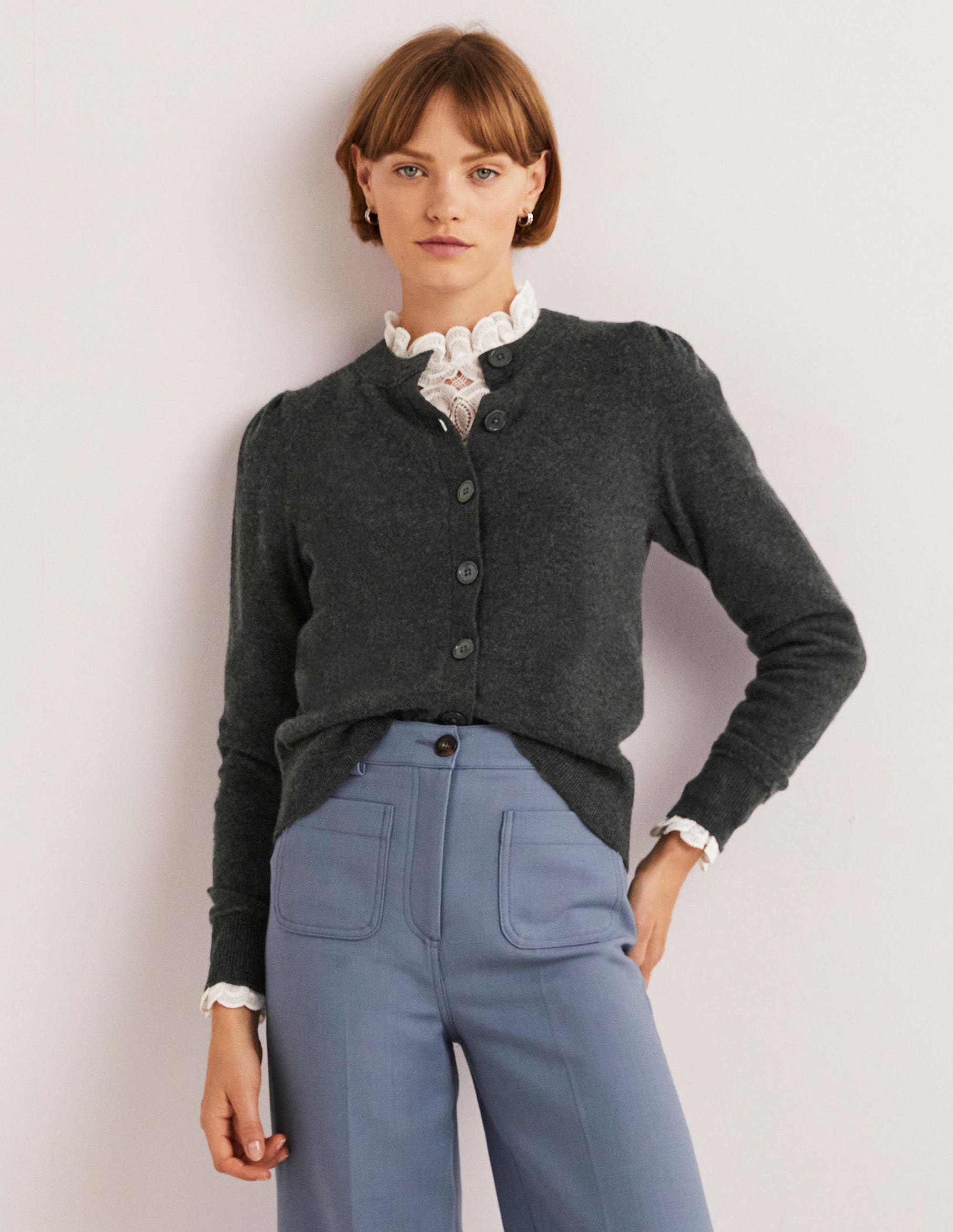 Cardigan en cachemire-Anthracite chiné - Image 1