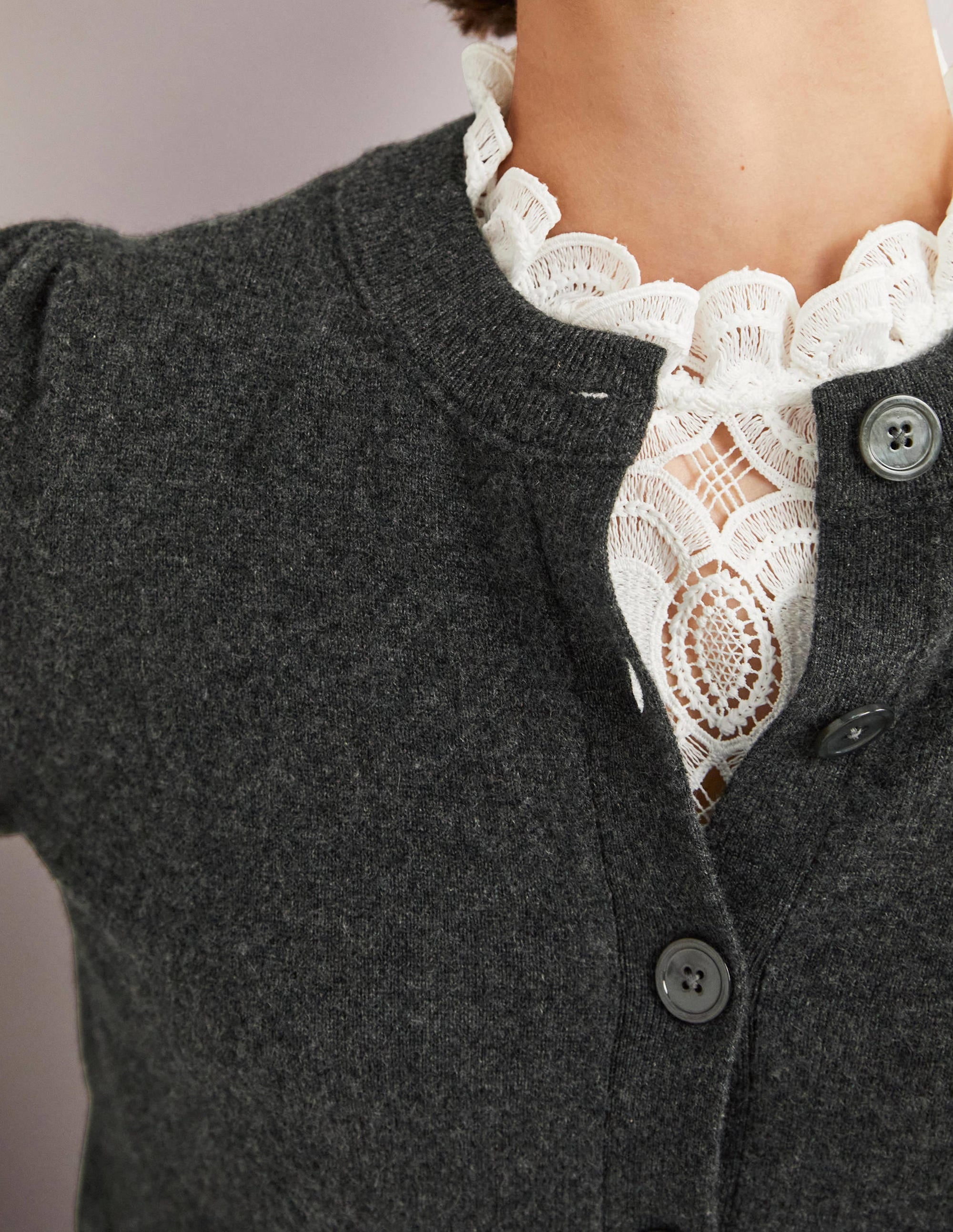 Cardigan en cachemire-Anthracite chiné - Image 2