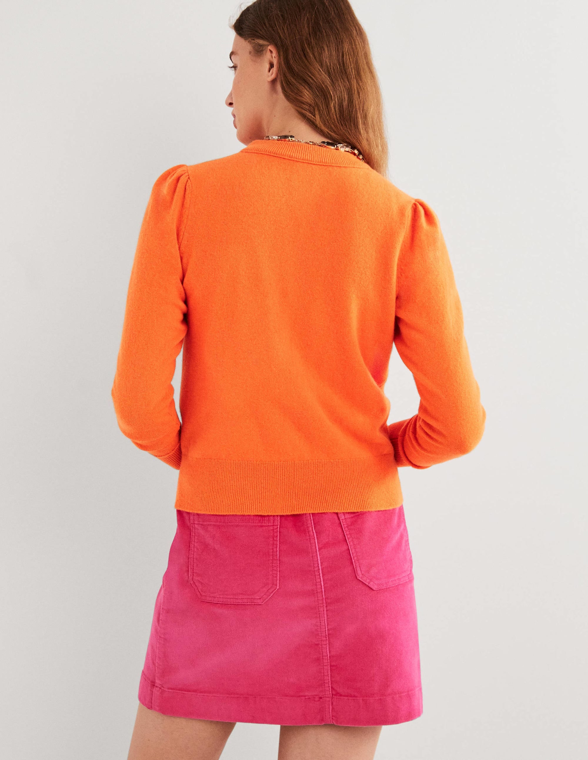 Cardigan en cachemire-Orange fluo - Image 3