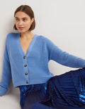 Rippstrickcardigan mit Umschlagbündchen-Rivierablau