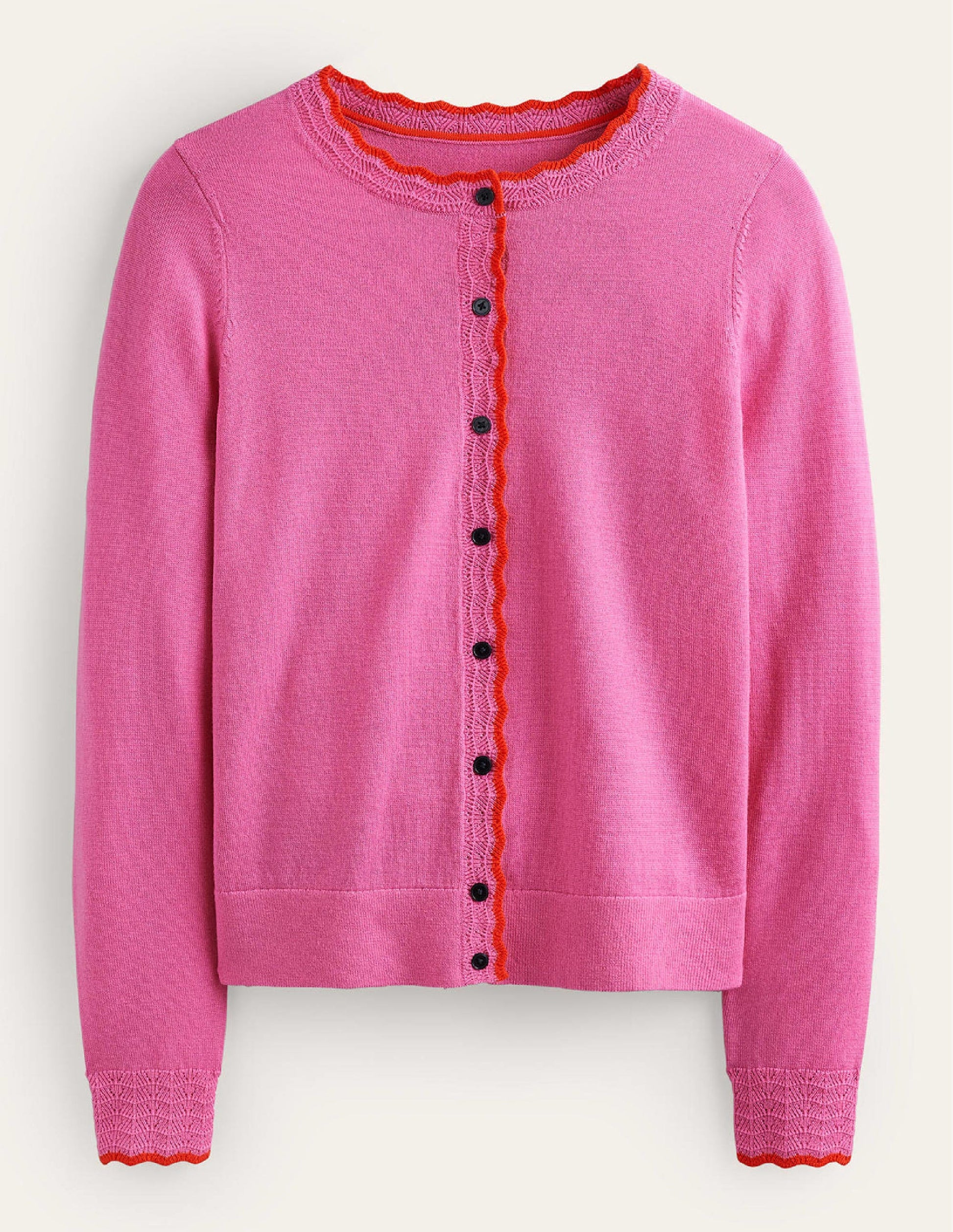 Gilet festonné en laine mérinos-Rose moyen-5