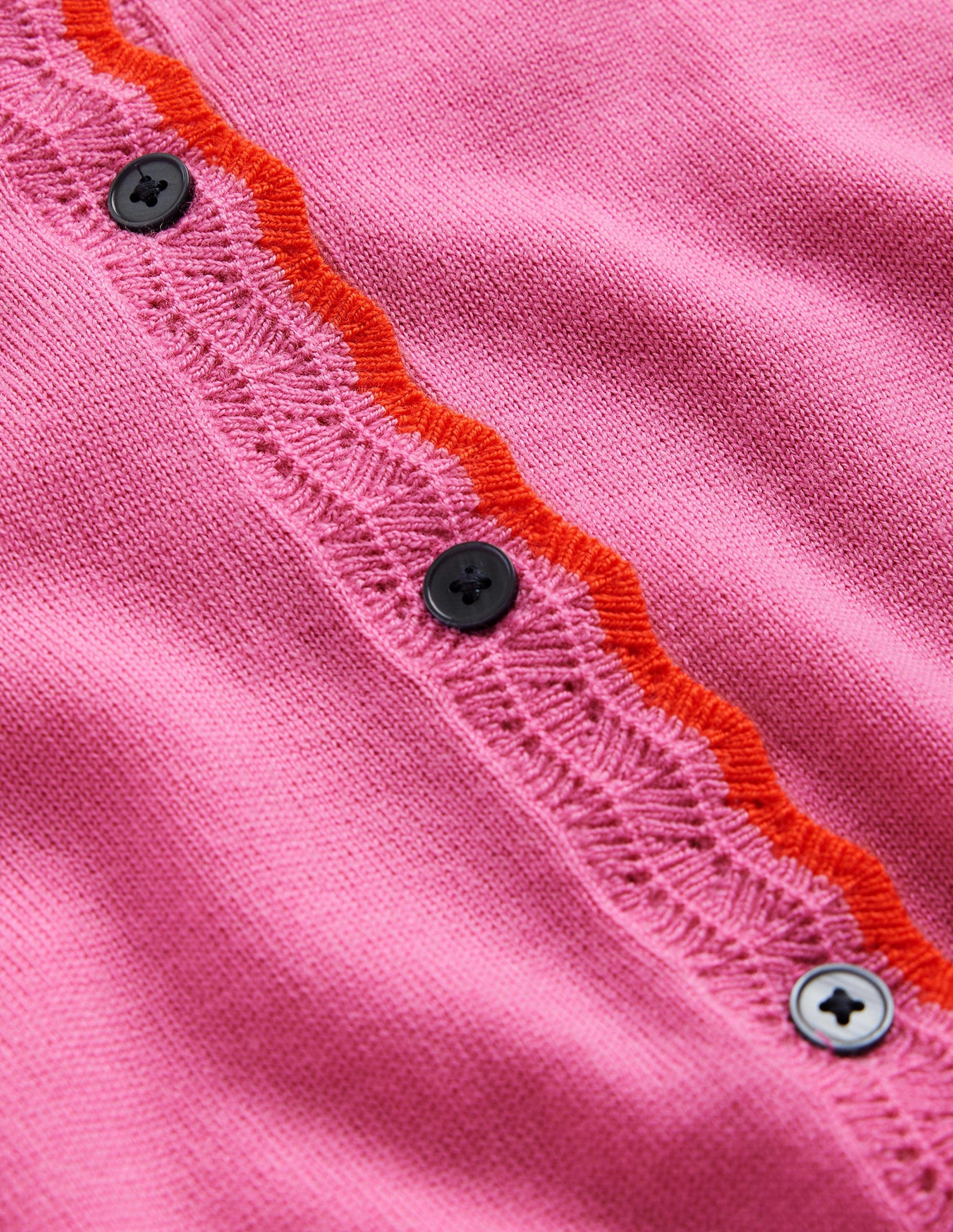 Gilet festonné en laine mérinos-Rose moyen-6