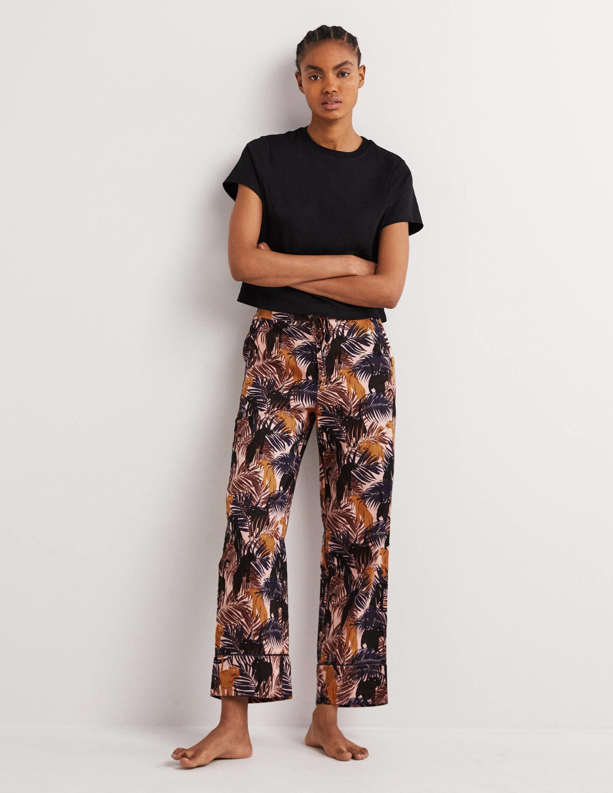 Easy Cotton Sleep Bottoms-Milkshake, Tropic Panther - Image 1