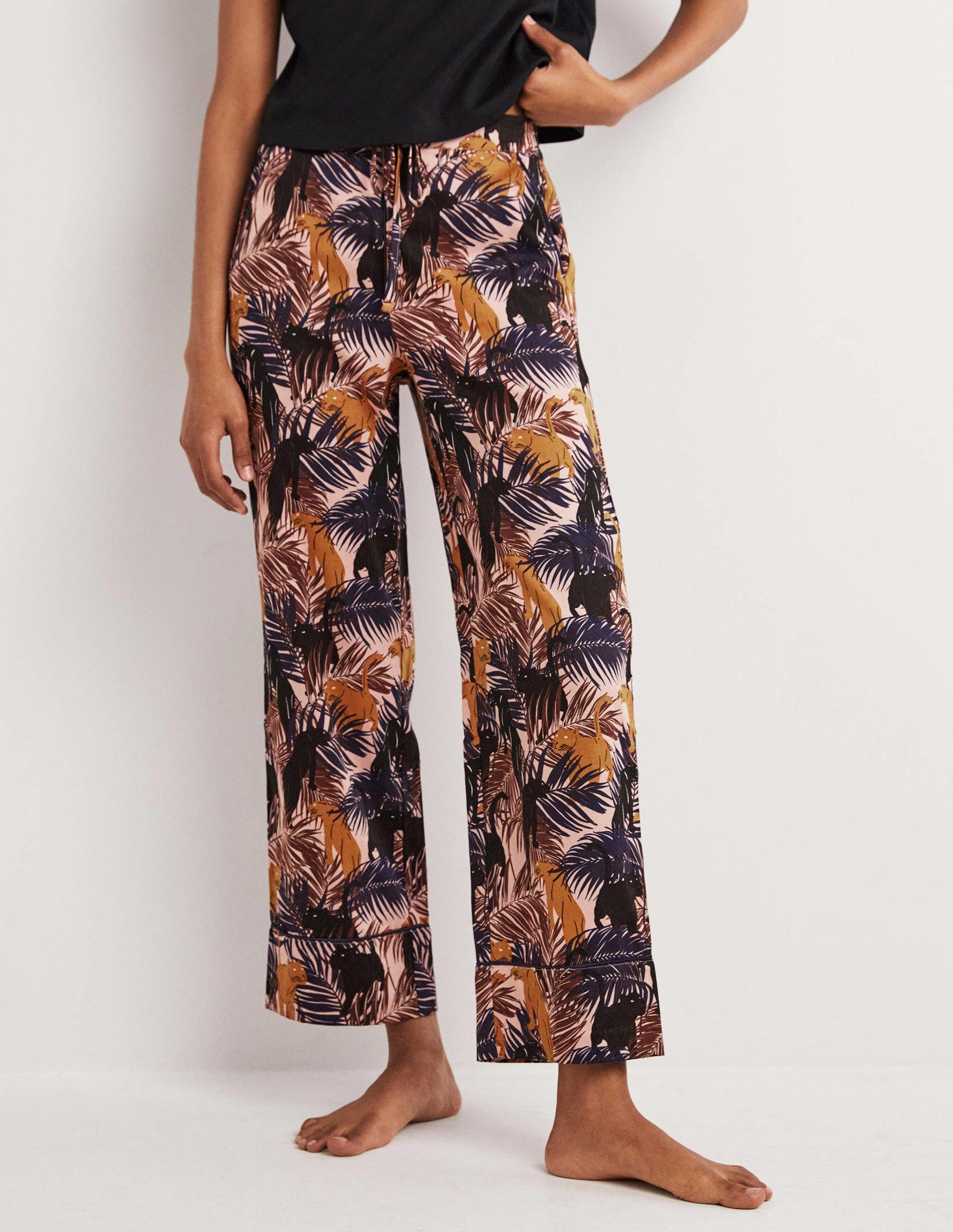 Easy Cotton Sleep Bottoms-Milkshake, Tropic Panther-4