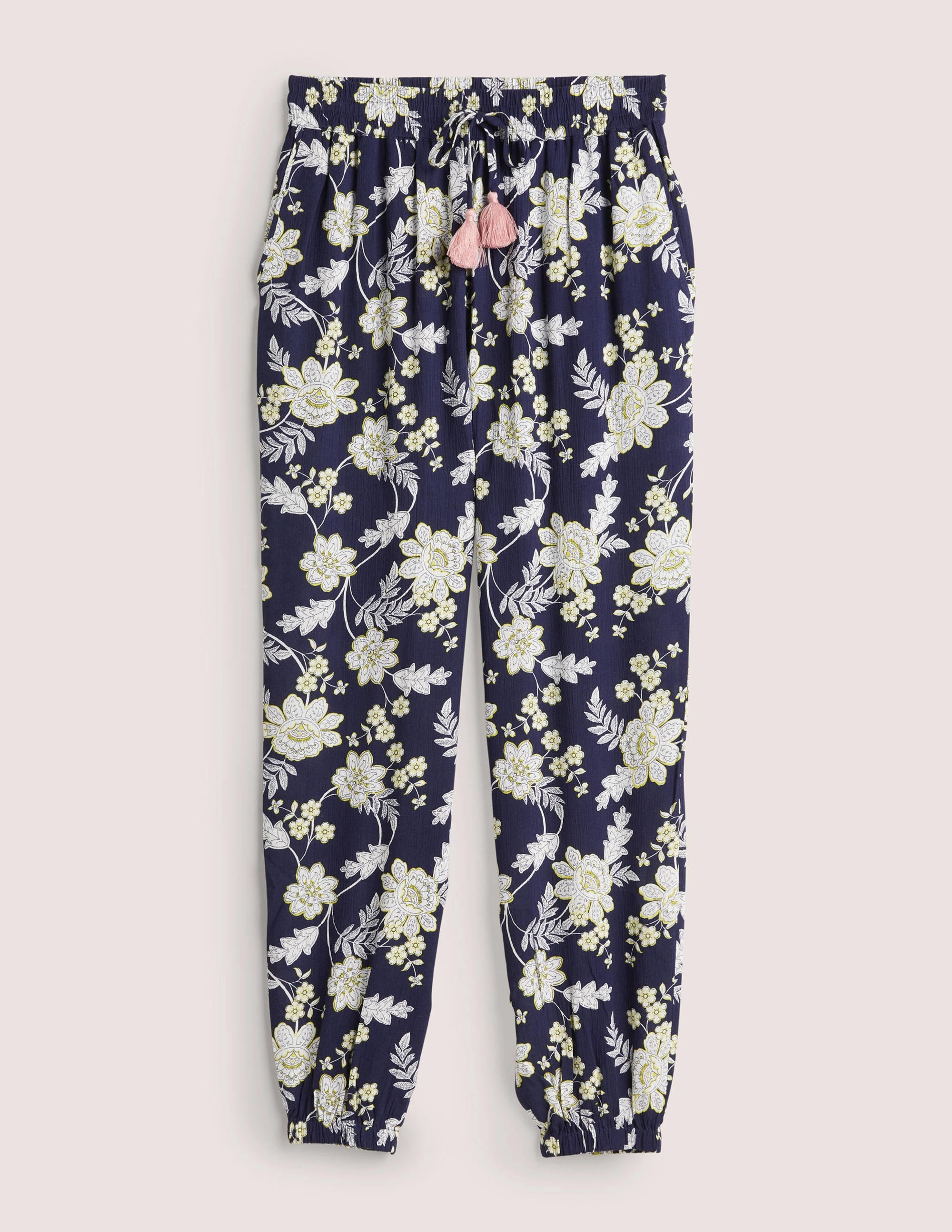 Schmal zulaufende Crinkle-Hose-Französisches Navy, Chintz-Blumen - Image 5