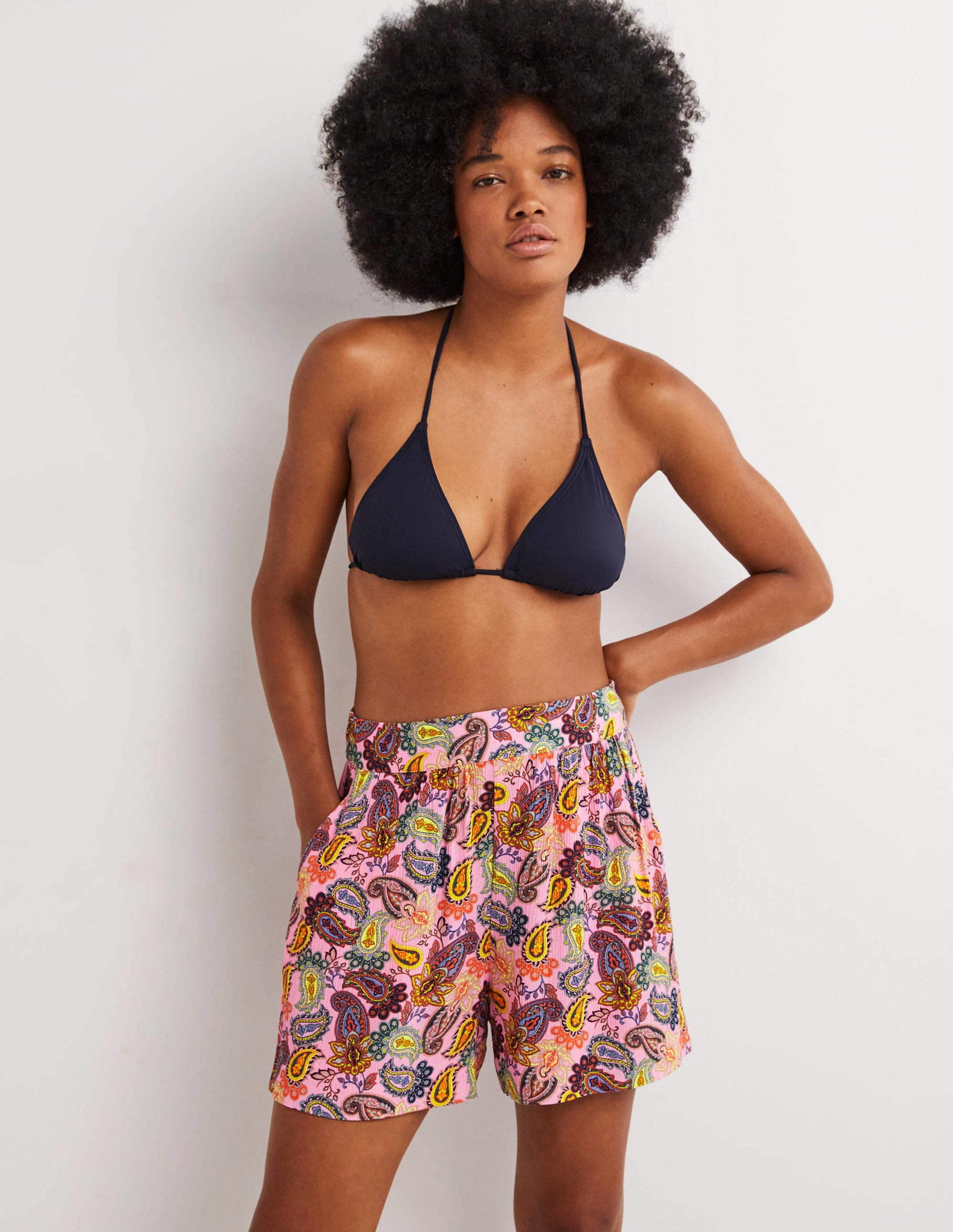 Short Grace plissé-Fleur de cerisier, motif Paisley Charm - Image 1