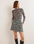 Ponte A-line Mini Skirt-Multi, Geo Swirl