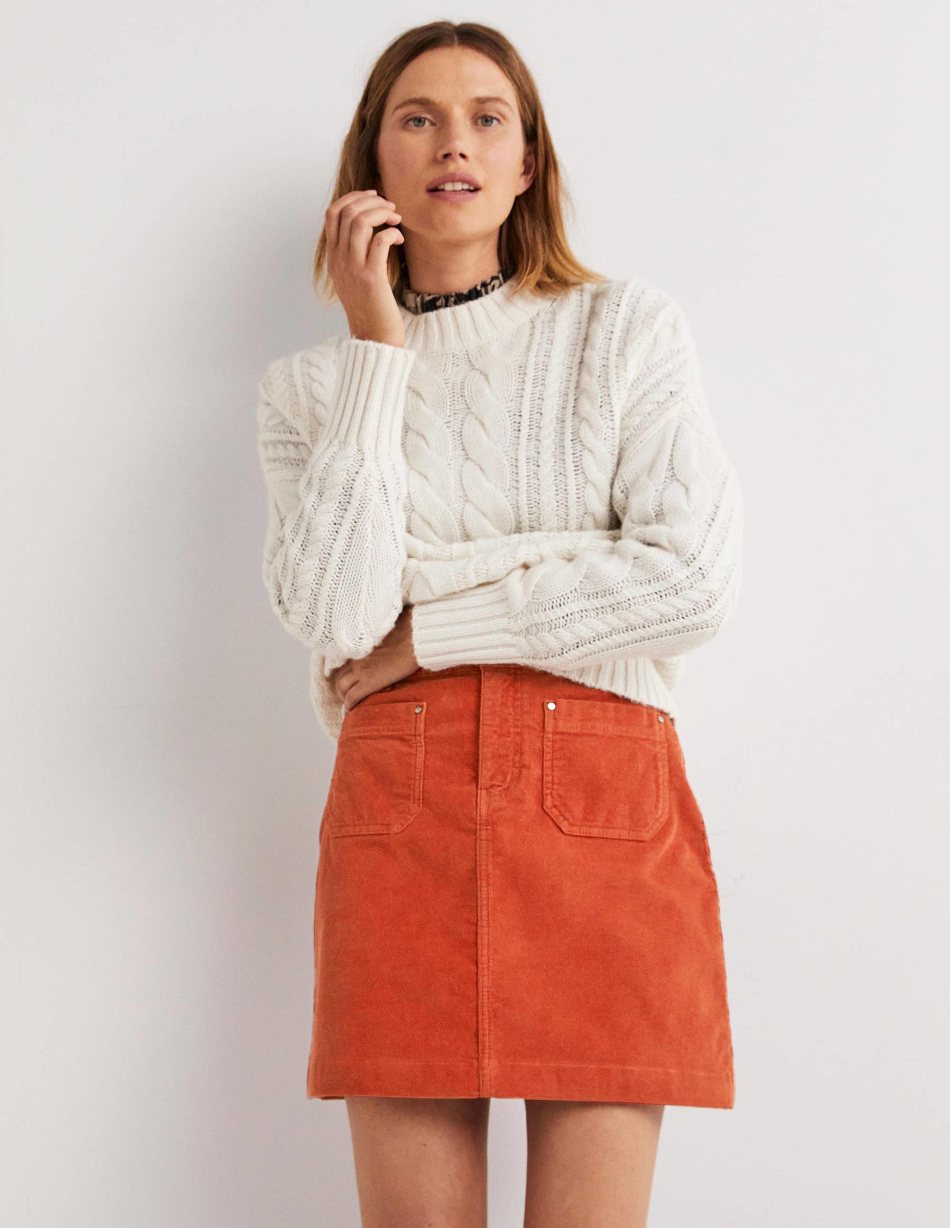 Corduroy Mini Skirt-Chilli Oil-1