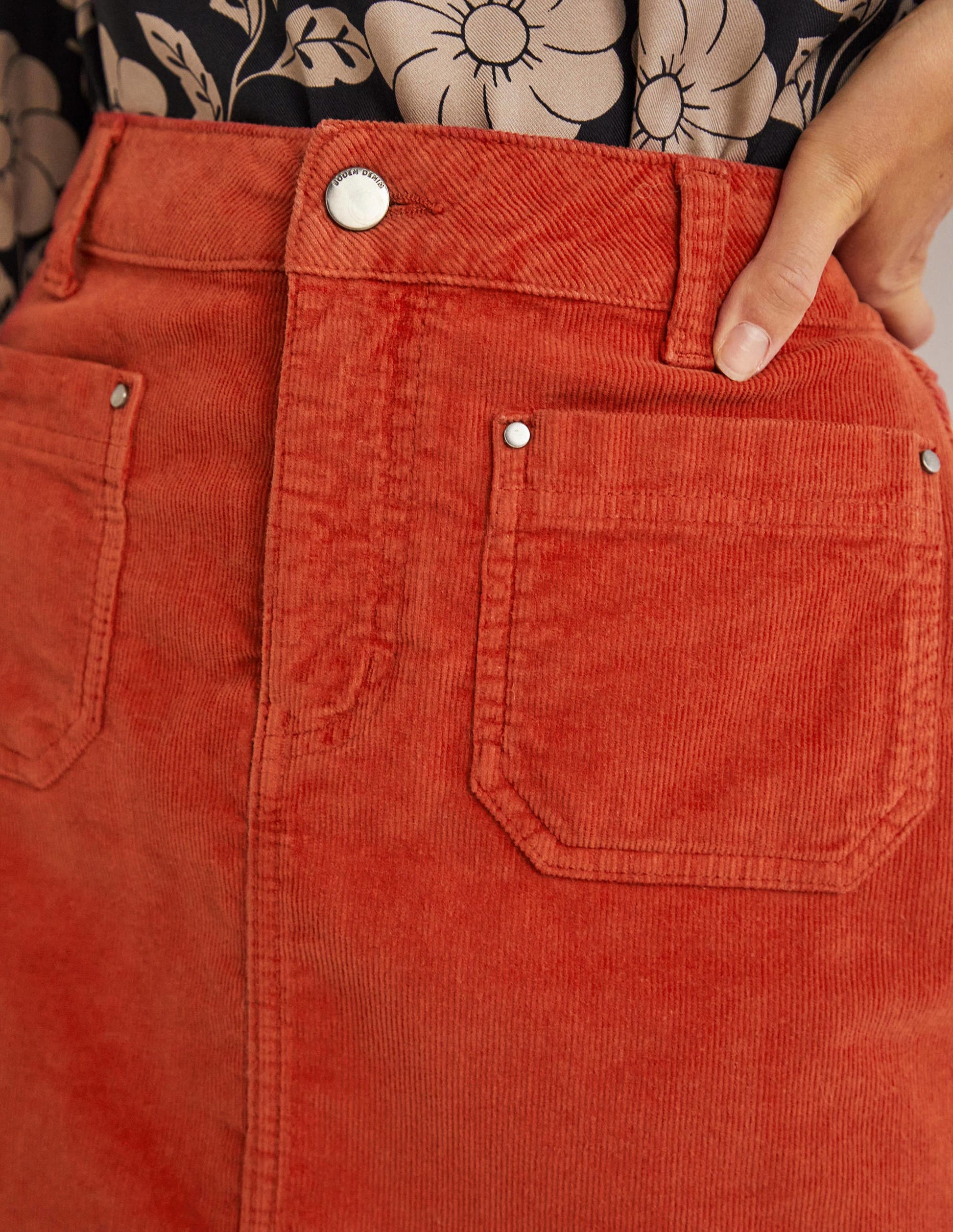 Corduroy Mini Skirt-Chilli Oil-2