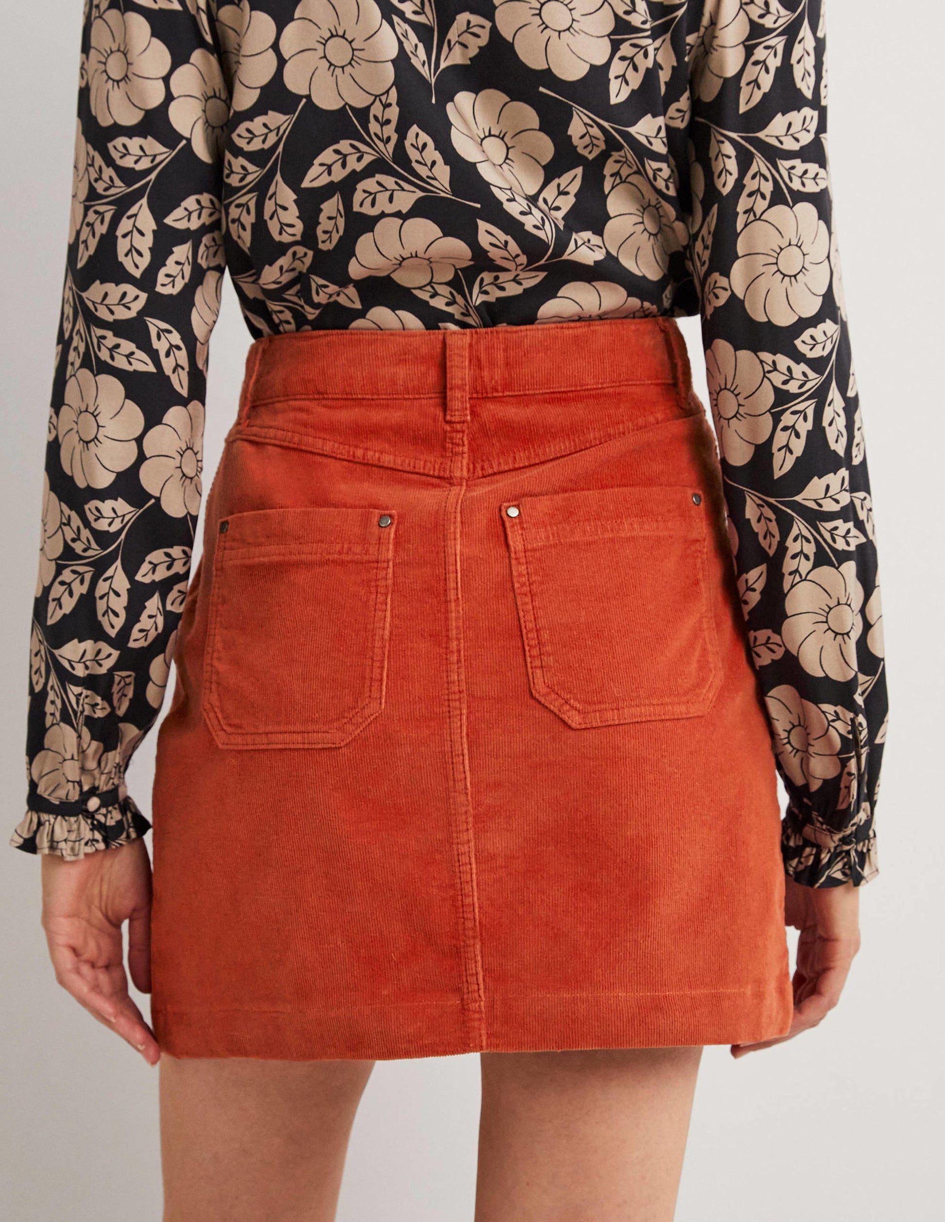 Corduroy Mini Skirt-Chilli Oil-3