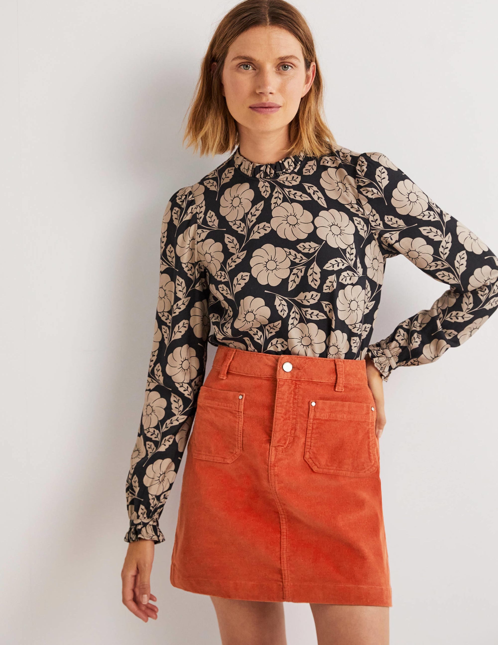 Corduroy Mini Skirt-Chilli Oil - Image 4