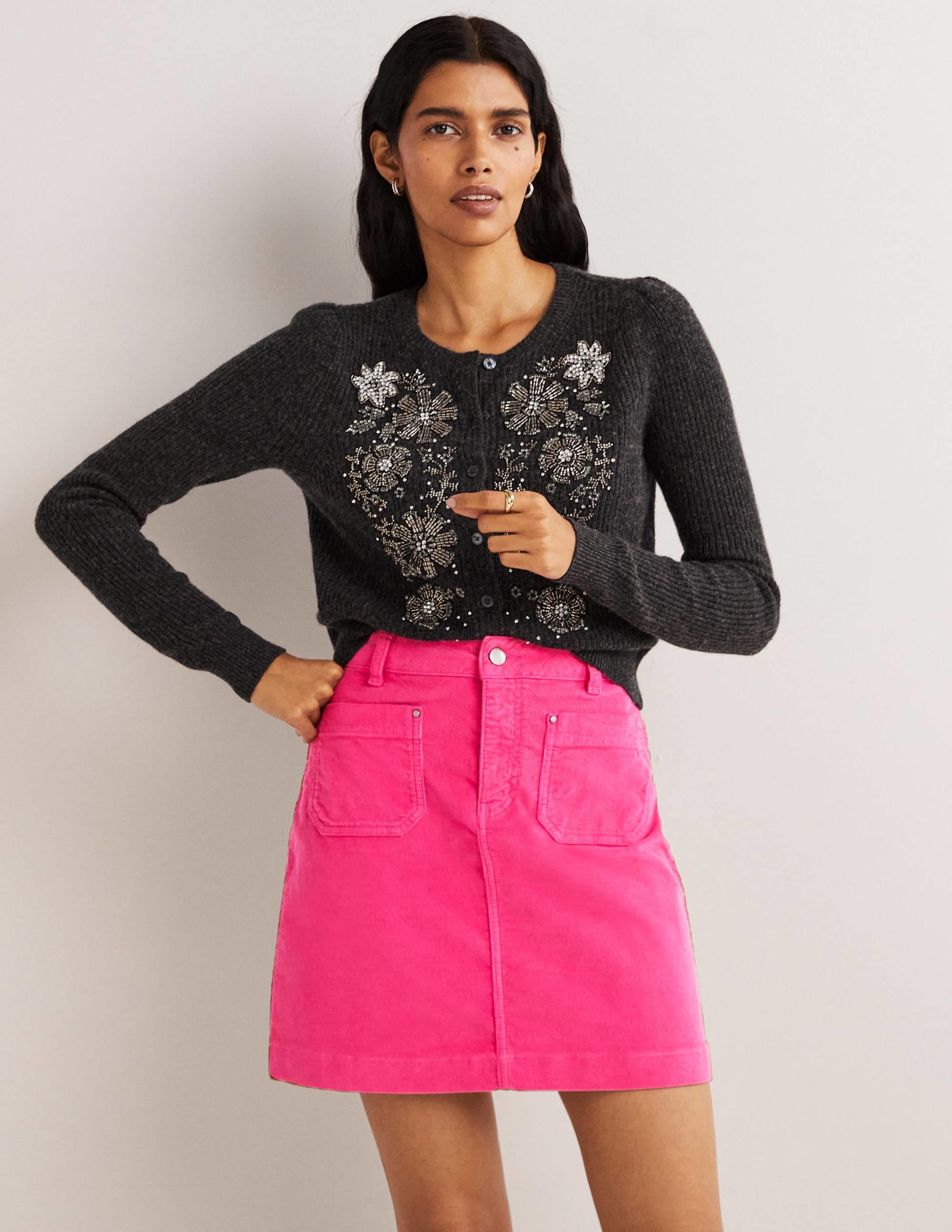 Corduroy Mini Skirt-Wild Watermelon Pink - Image 1