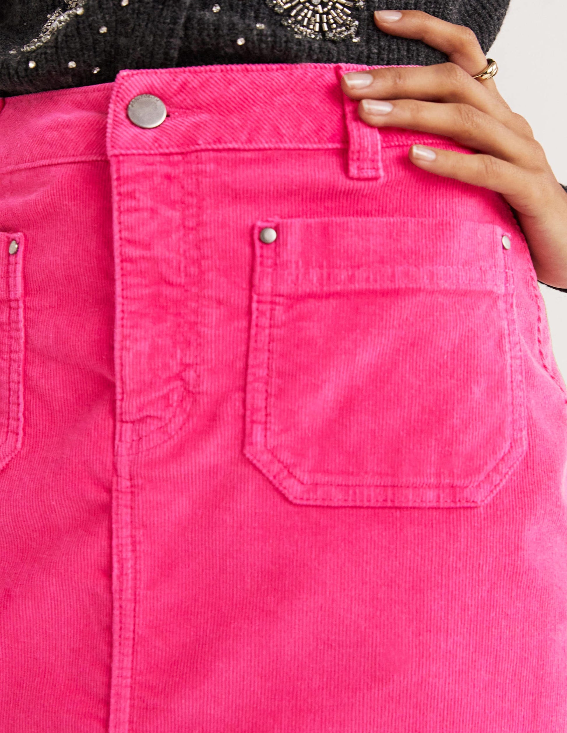 Corduroy Mini Skirt-Wild Watermelon Pink-2