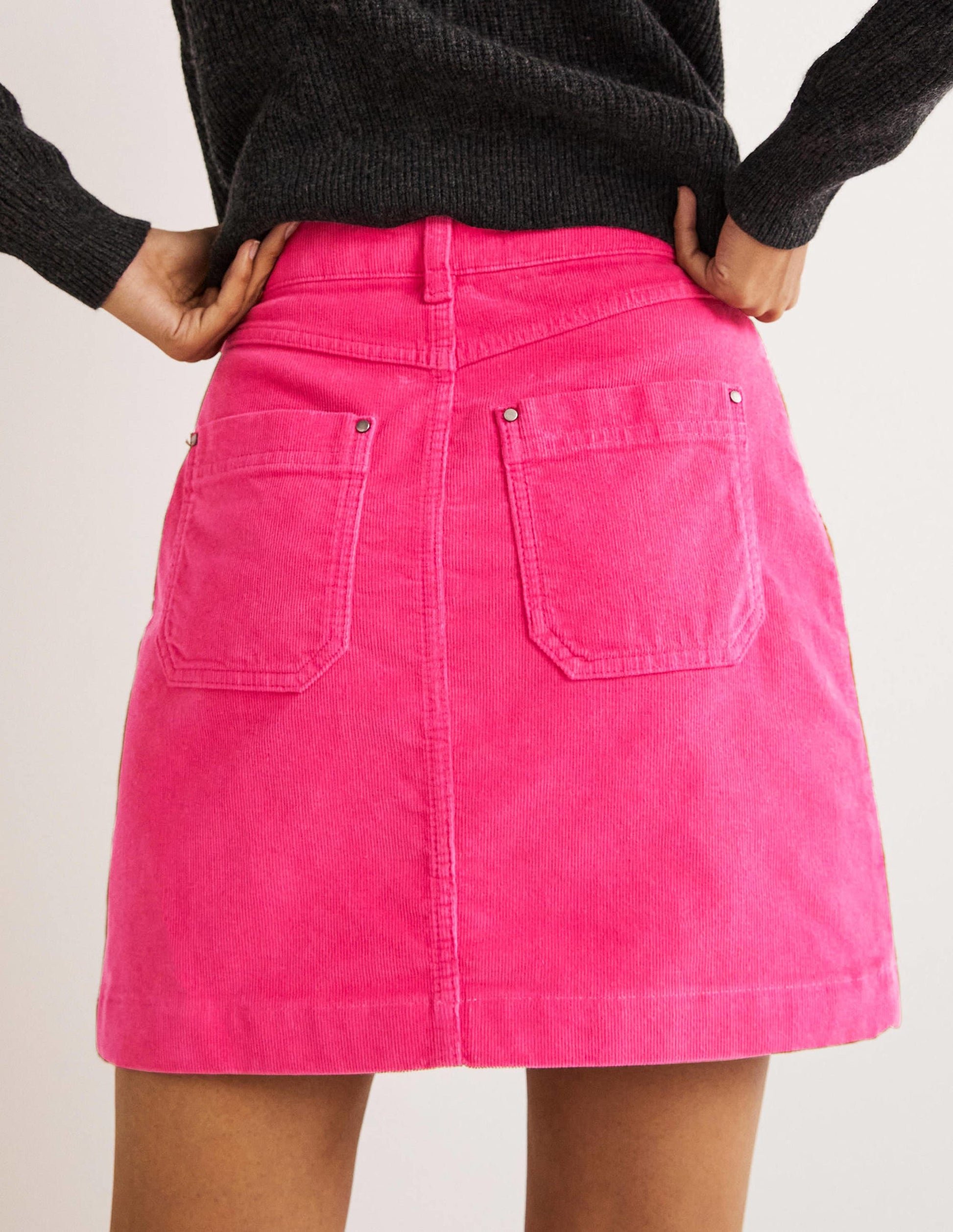 Corduroy Mini Skirt-Wild Watermelon Pink-3