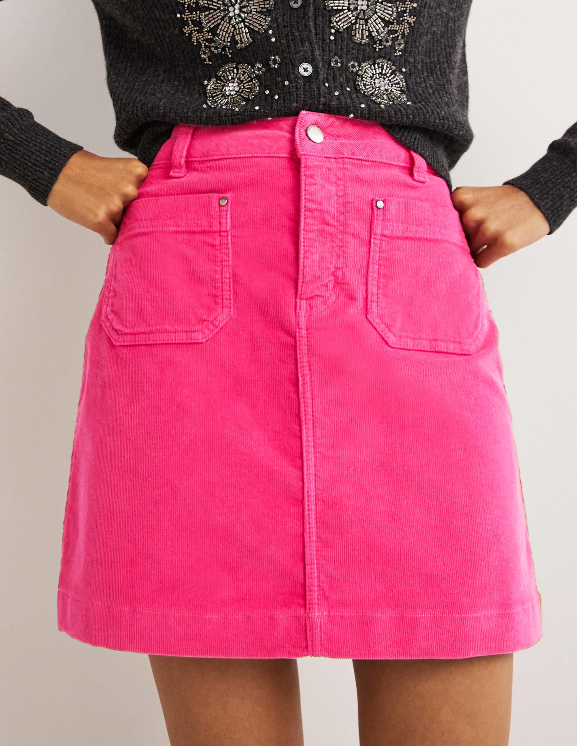 Corduroy Mini Skirt-Wild Watermelon Pink - Image 4
