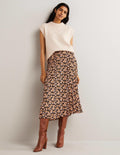 Pleated Crepe Midi Skirt-Multi, Petal Vine