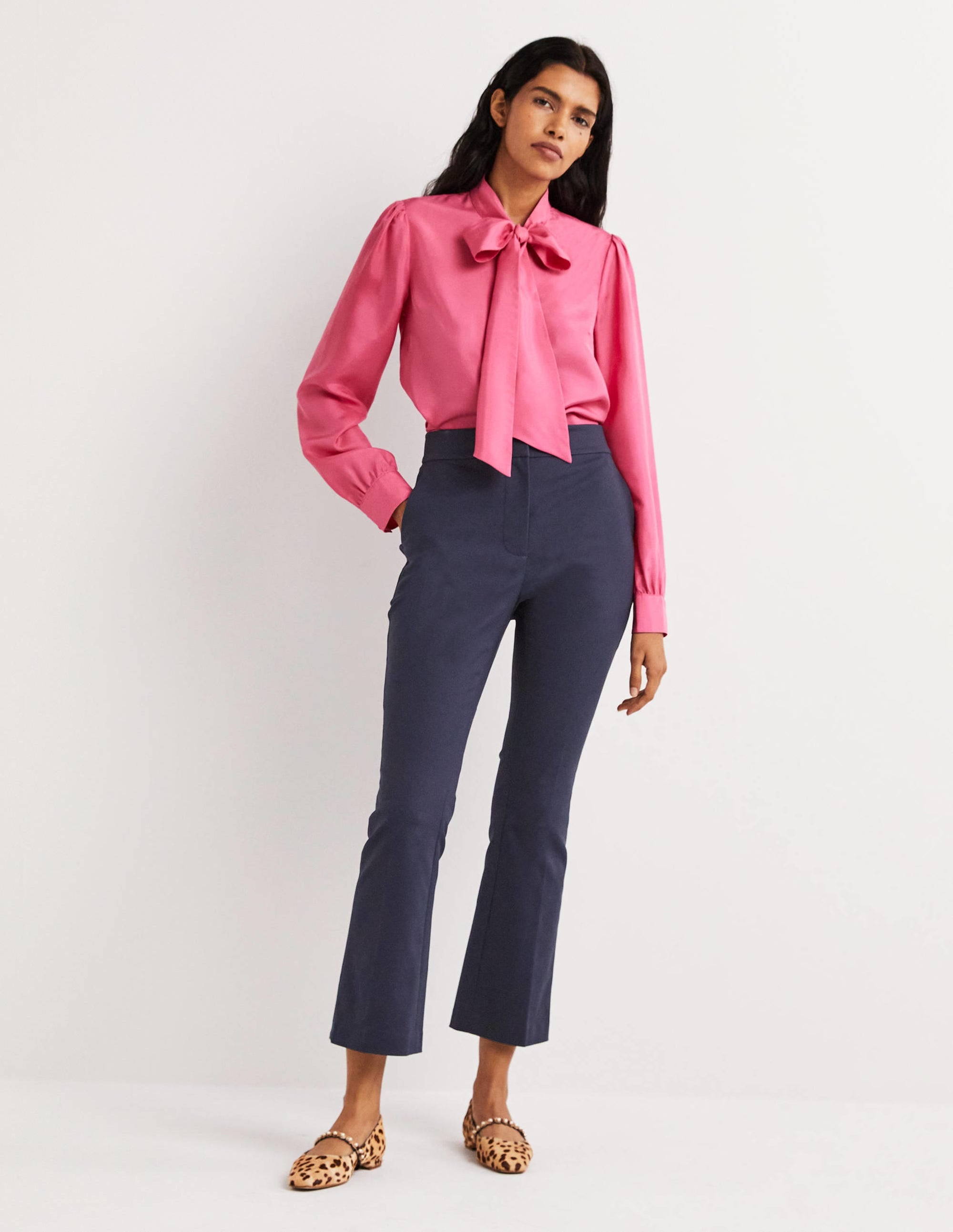 Pantalon court évasé-Bleu marine - Image 1