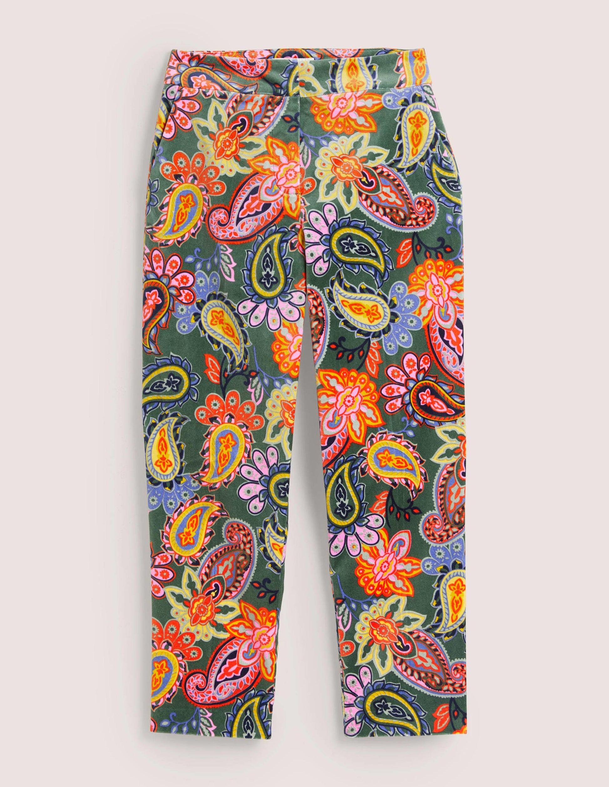 Klassische schmal zulaufende Hose-Trekking-Grün, Paisleymuster-6