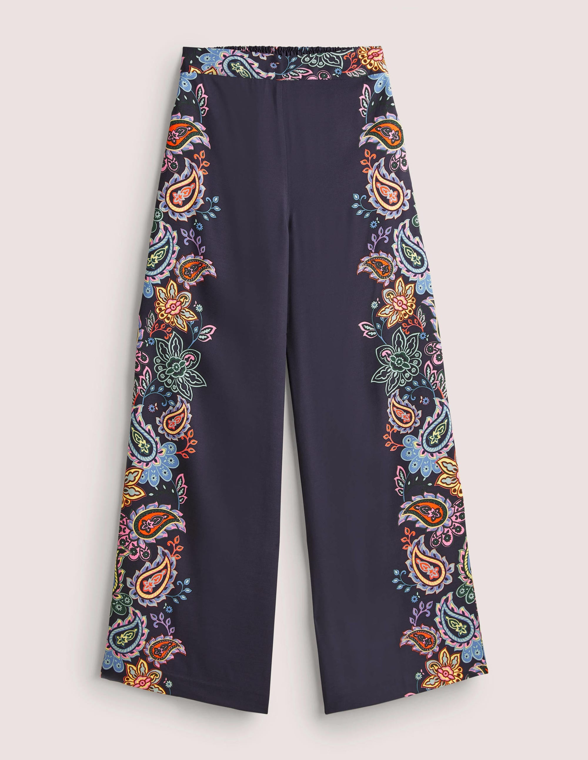 Pull On Fluid Trousers-French Navy, Paisley Charm - Image 5