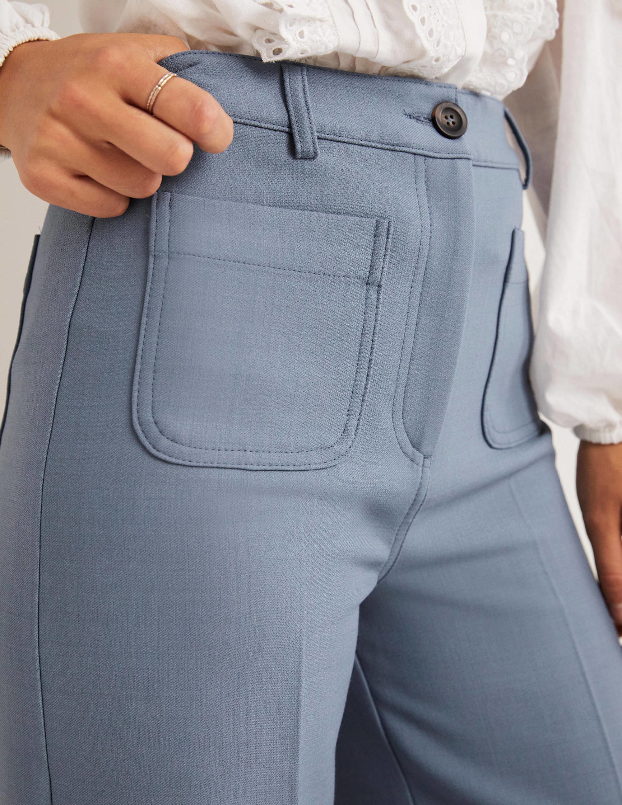 Hoch geschnittene Hose mit weitem Bein-Offiziersblau - Image 2