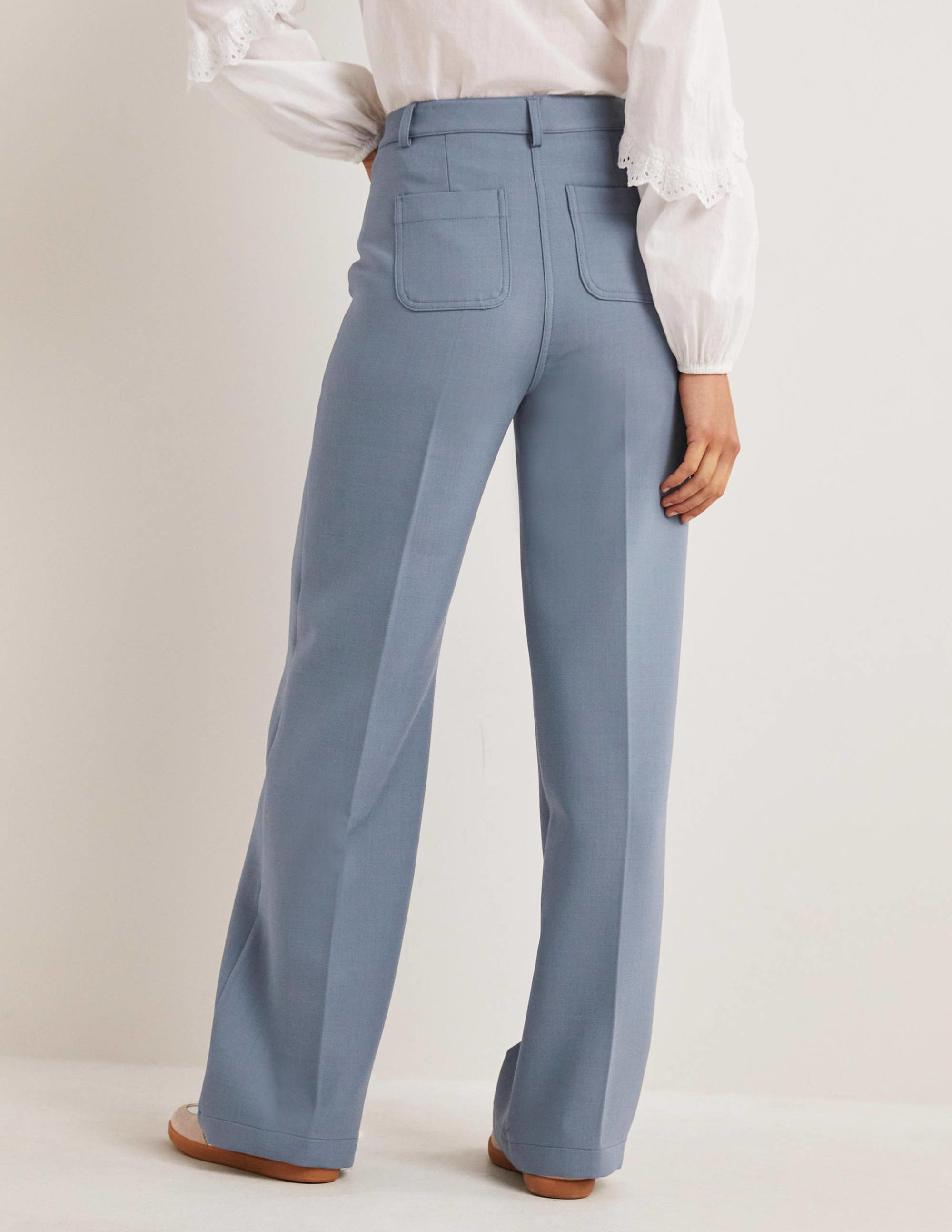 Hoch geschnittene Hose mit weitem Bein-Offiziersblau - Image 3