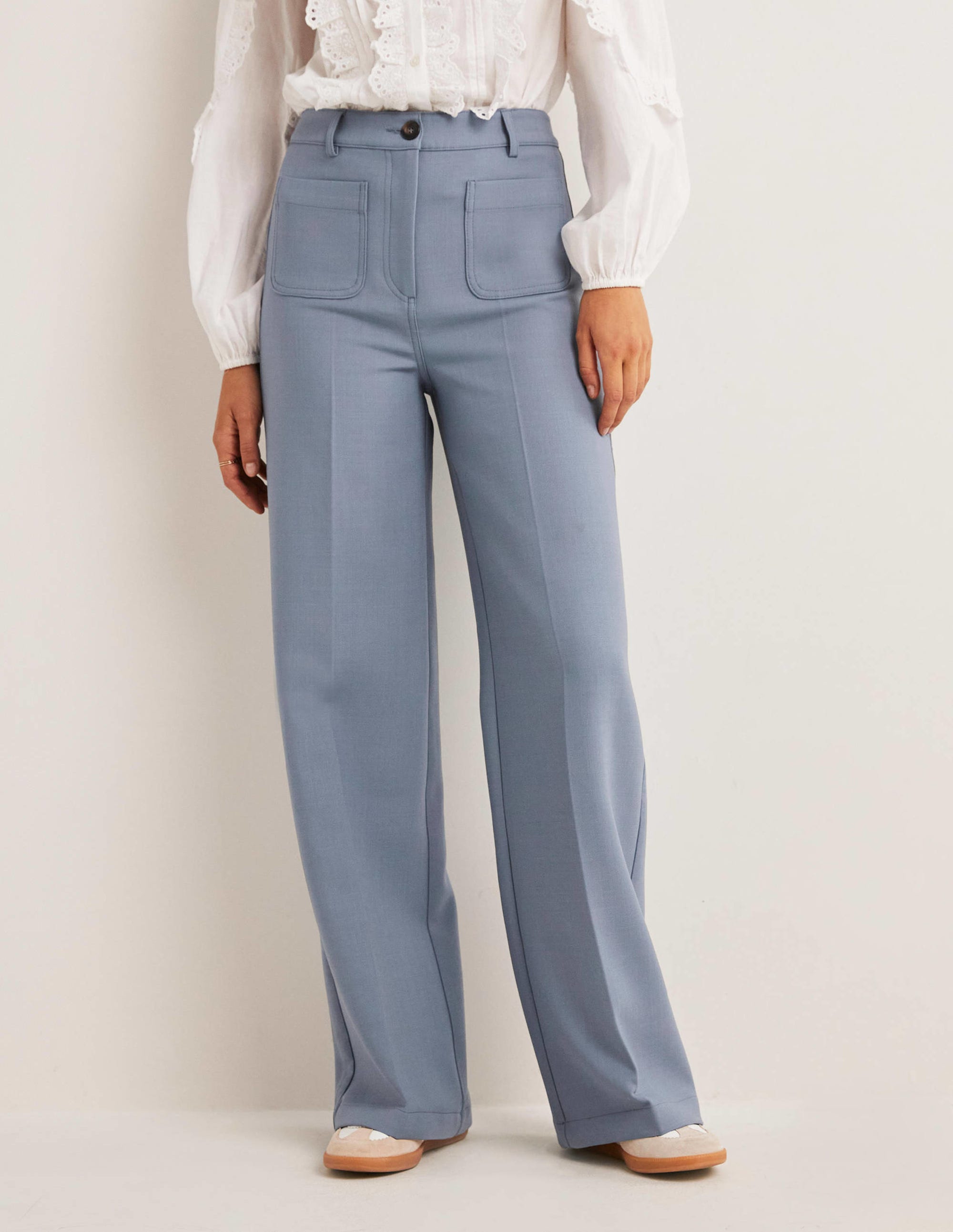 Hoch geschnittene Hose mit weitem Bein-Offiziersblau - Image 4