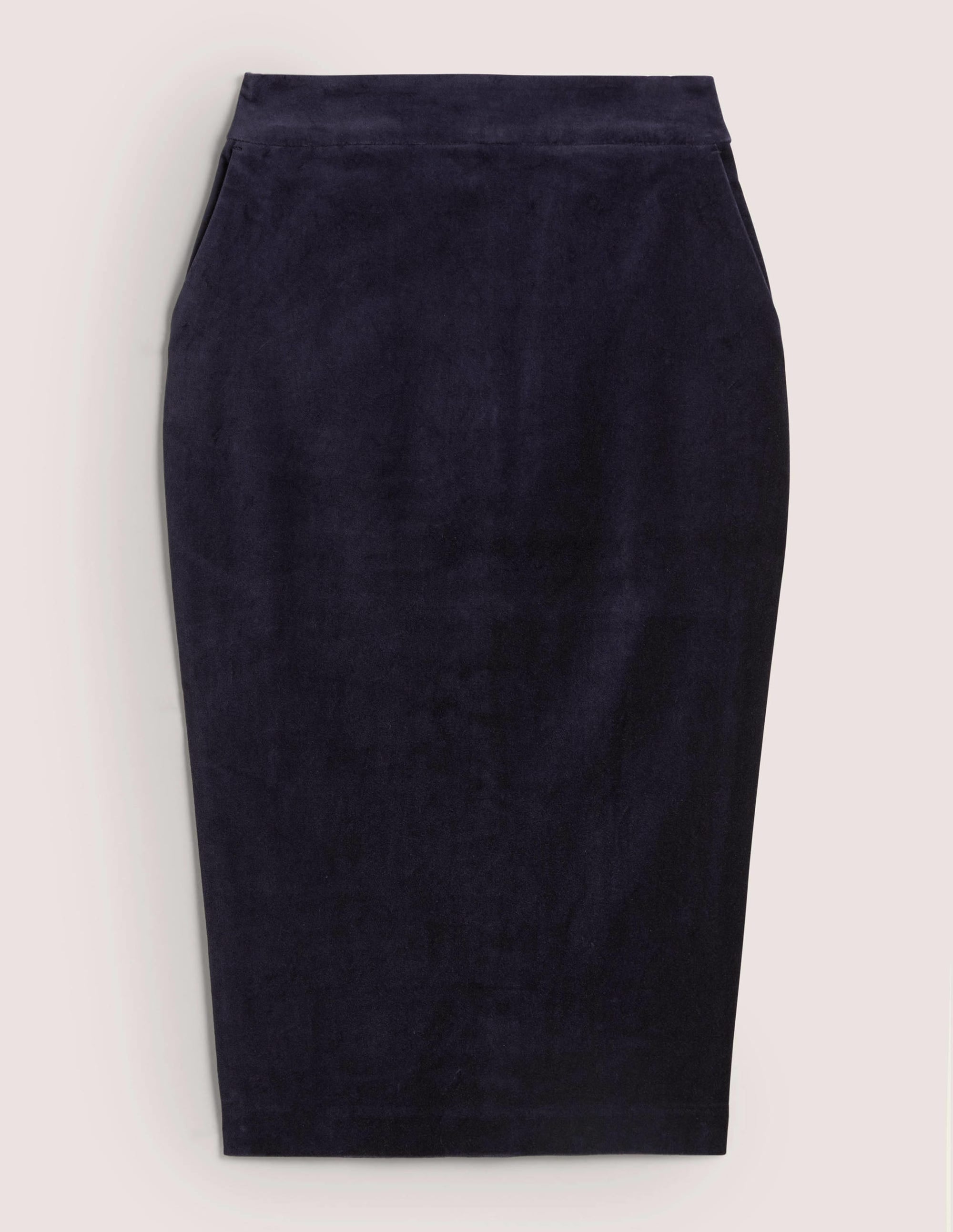 Jupe crayon midi en velours-Bleu marine - Image 5