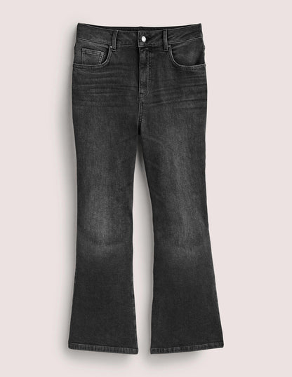Anliegende 7/8-Jeans mit Schlag-Schwarz-8