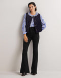 High Rise Fitted Flare Jeans-Black